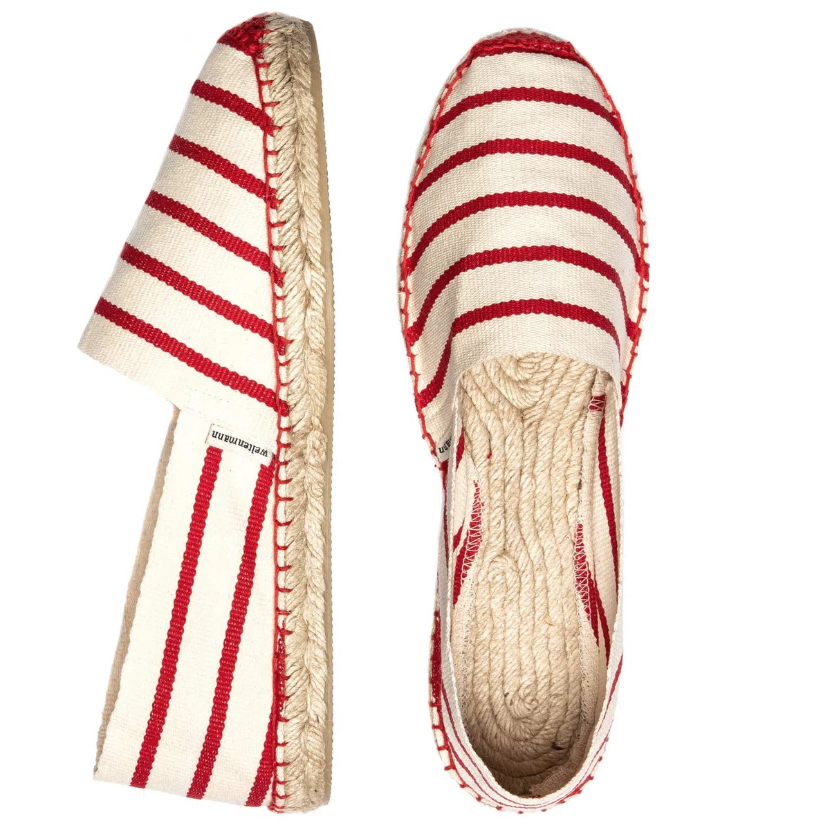 weltenmann Formentera – Espadrillas Slip-on Classiche in Cotone a Strisce con Borsa di Stoffa, 41-46, Handmade in Spain