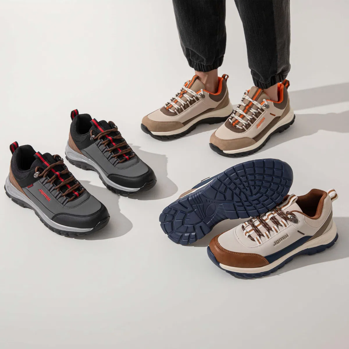 JOMIX Scarpe da Trekking Uomo con Lacci, Scarpe Sportive da Camminata Leggere Antiscivolo Traspiranti per Escursionismo Campeggio Esterno MOS255096