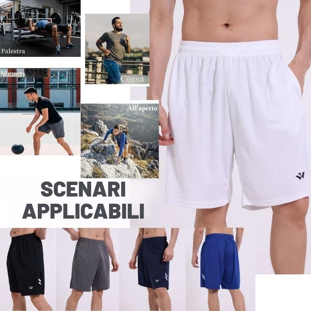 Confezione da 5 pantaloncini sportivi da uomo con tasche ed elastico in vita, pantaloncini da allenamento ad asciugatura rapida da corsa, M