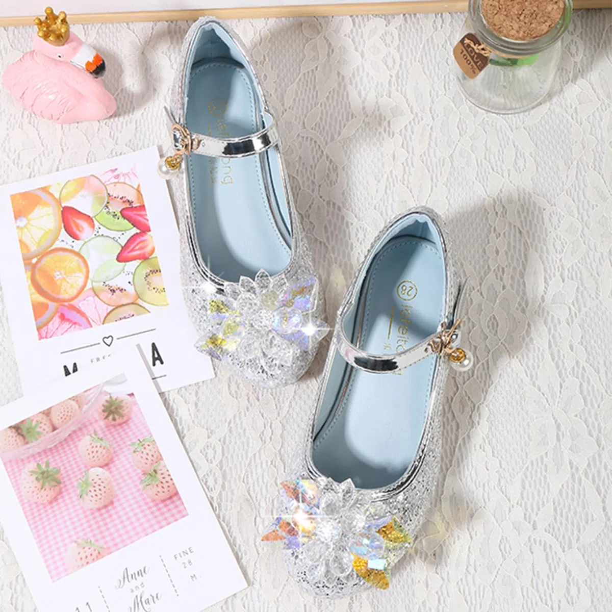 Scarpe da Principessa per Ragazze Scarpe col Tacco Bambine Punta Chiusa Ballerine Principessa Sera Matrimonio Festa Cocktail Mary Jane