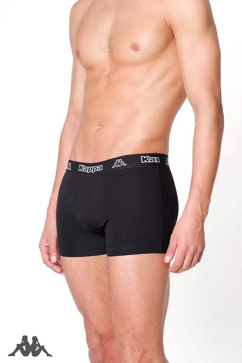 Kappa Boxer Uomo 6 Pezzi - Mutande Uomo Attillate in Cotone Elasticizzato - Boxer Nero con Fondo Nero - Taglia M - Intimo Uomo di qualità