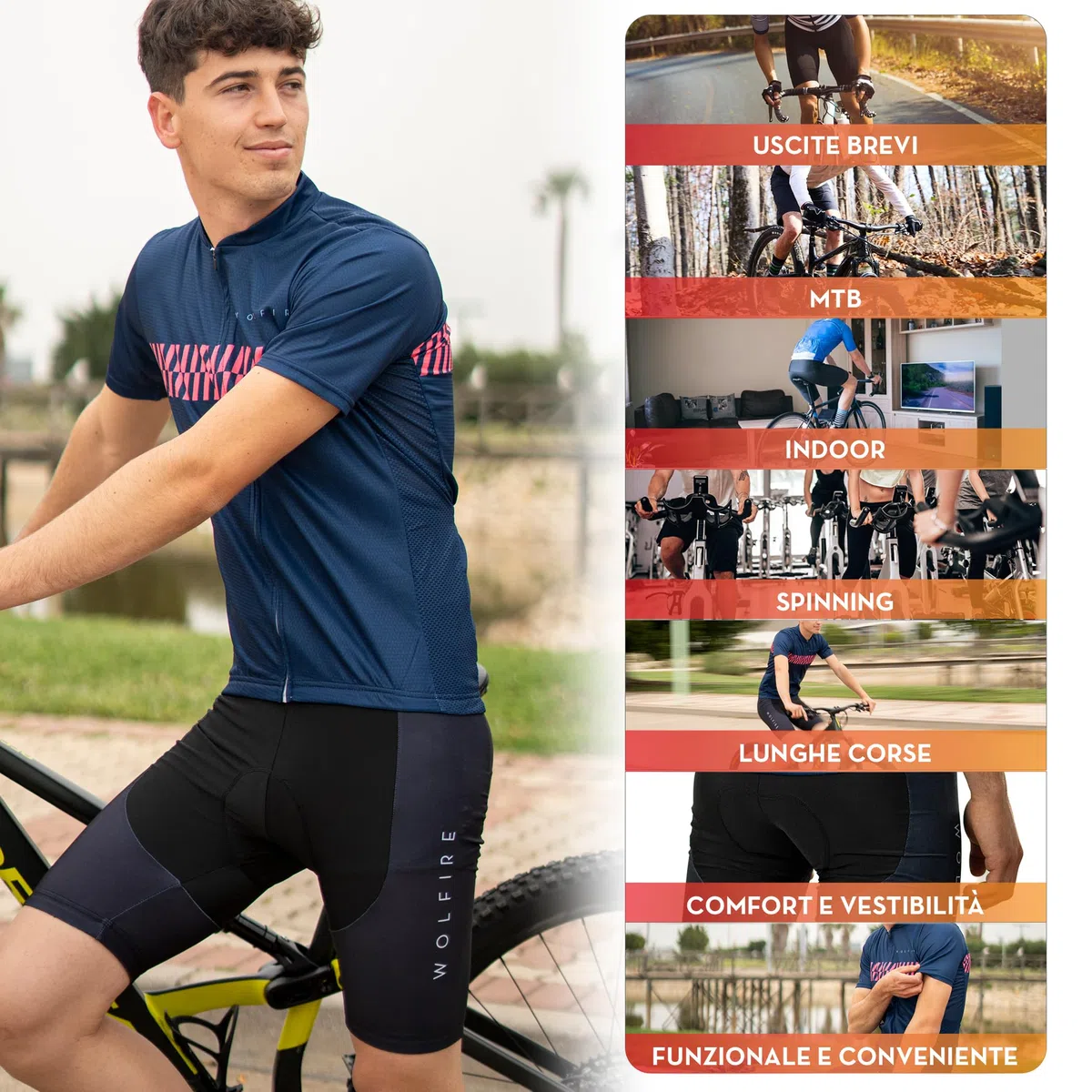Completo Ciclismo Uomo - Abbigliamento Ciclismo Uomo con 12D Imbottitura in Gel - Maglia Ciclismo Uomo, Pantaloni Ciclismo Uomo, Ciclismo Uomo, Completo Ciclismo Uomo Estivo.…
