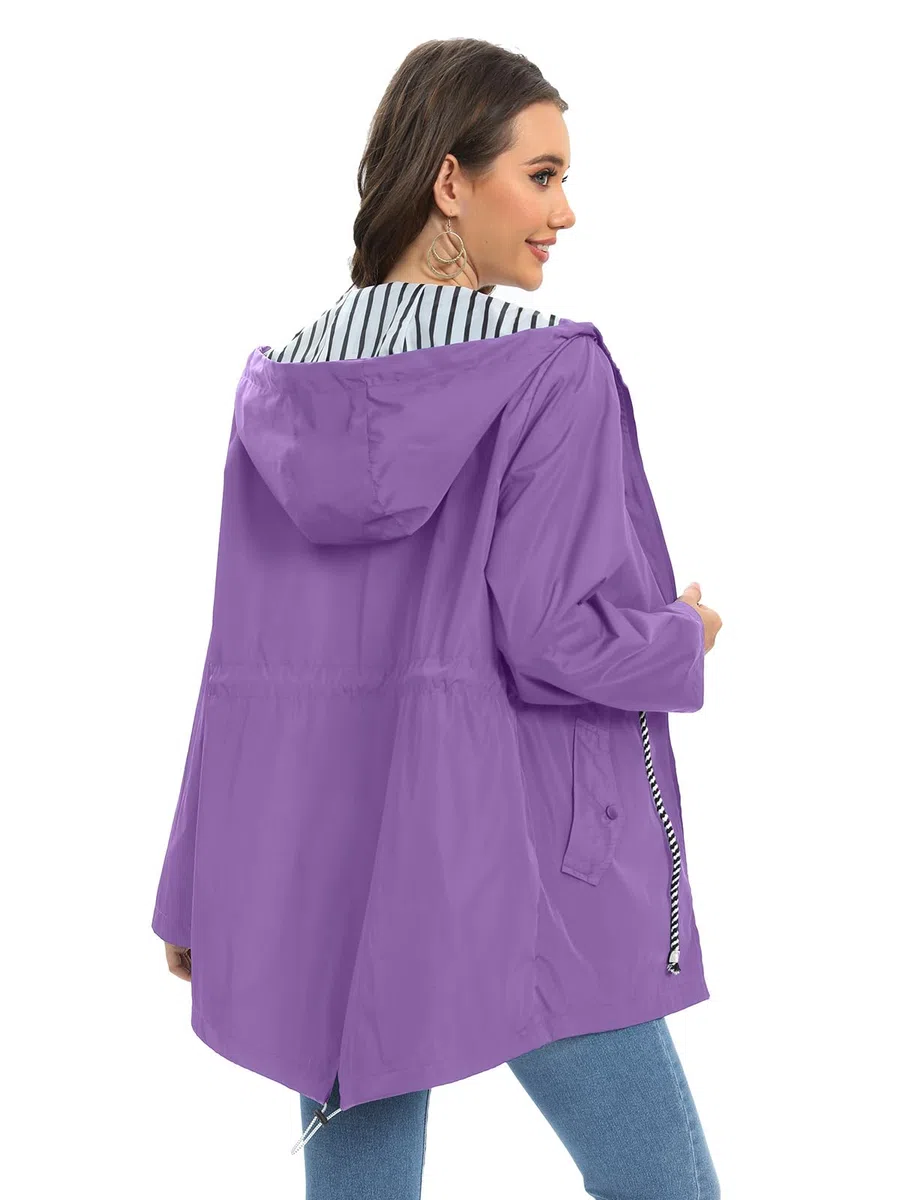 UMIPUBO Giacca Impermeabile Donna Leggera Giacca Antipioggia Antivento Lungo Trench Con cappuccio Traspirante Giacca a Vento Raincoat per All'aperto Campeggio Trekking