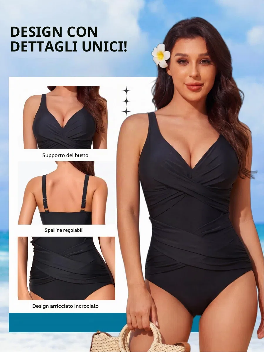 Smismivo Costume da Bagno Intero da Donna con Controllo della Pancia Push up Costume Intero Donna con Halter Imbottito Elegante Curvy Costumi da Bagno Donna Spiaggia Estate Beachwear