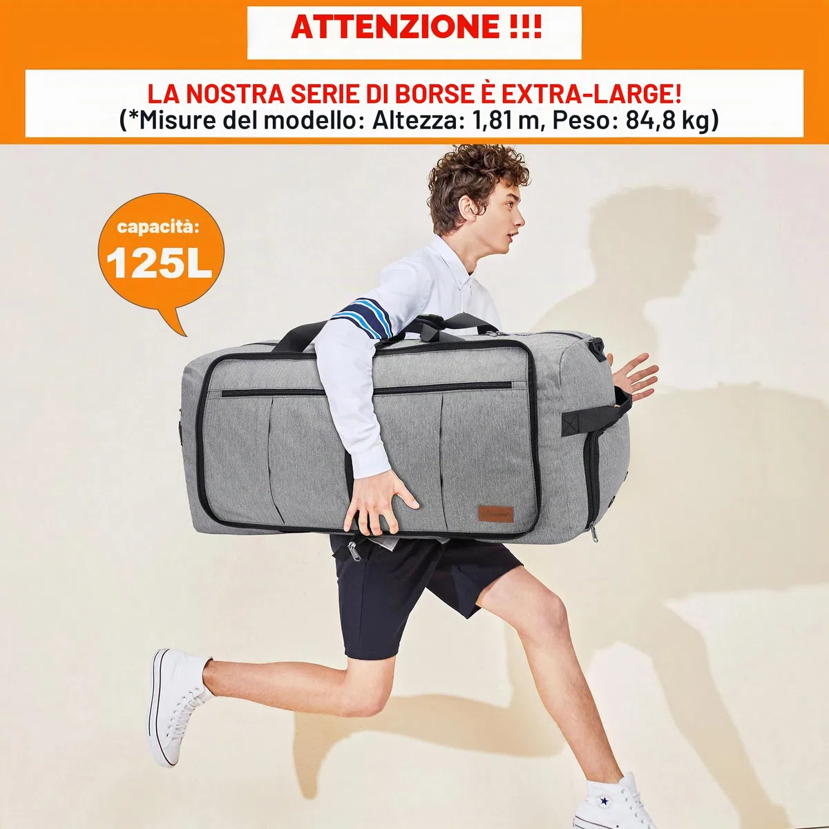 Upeelife Borsone da Viaggio, 125L Borsa da Viaggio Pieghevole Uomo Donna, Borsone Palestra Sportivo Impermeabile con Scomparto per Scarpe e Tasca Bagnata