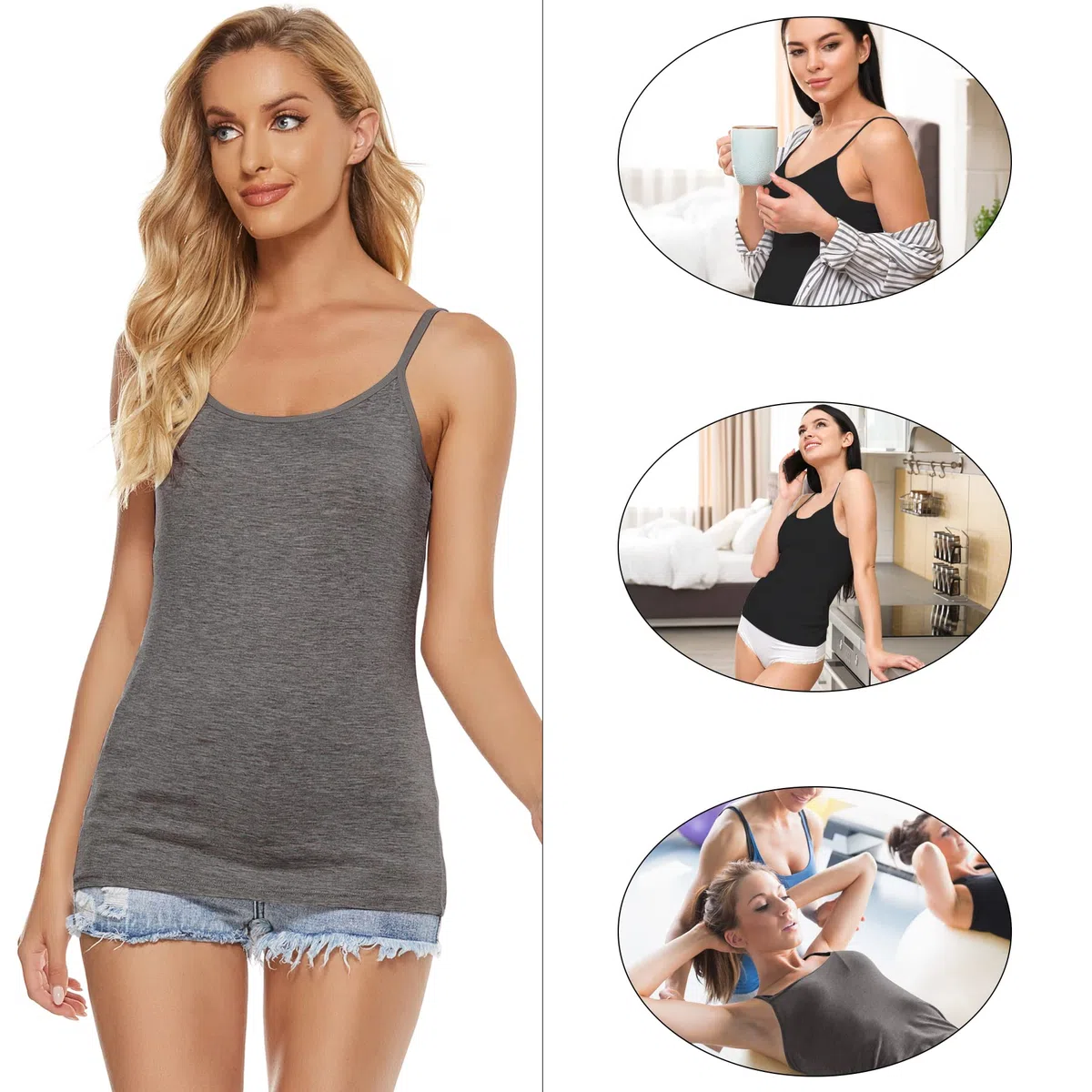 BQTQ 5 Pezzi Canottiera Donna Canotta Top Regolabile Spalline Canottiere per Donna e Ragazze