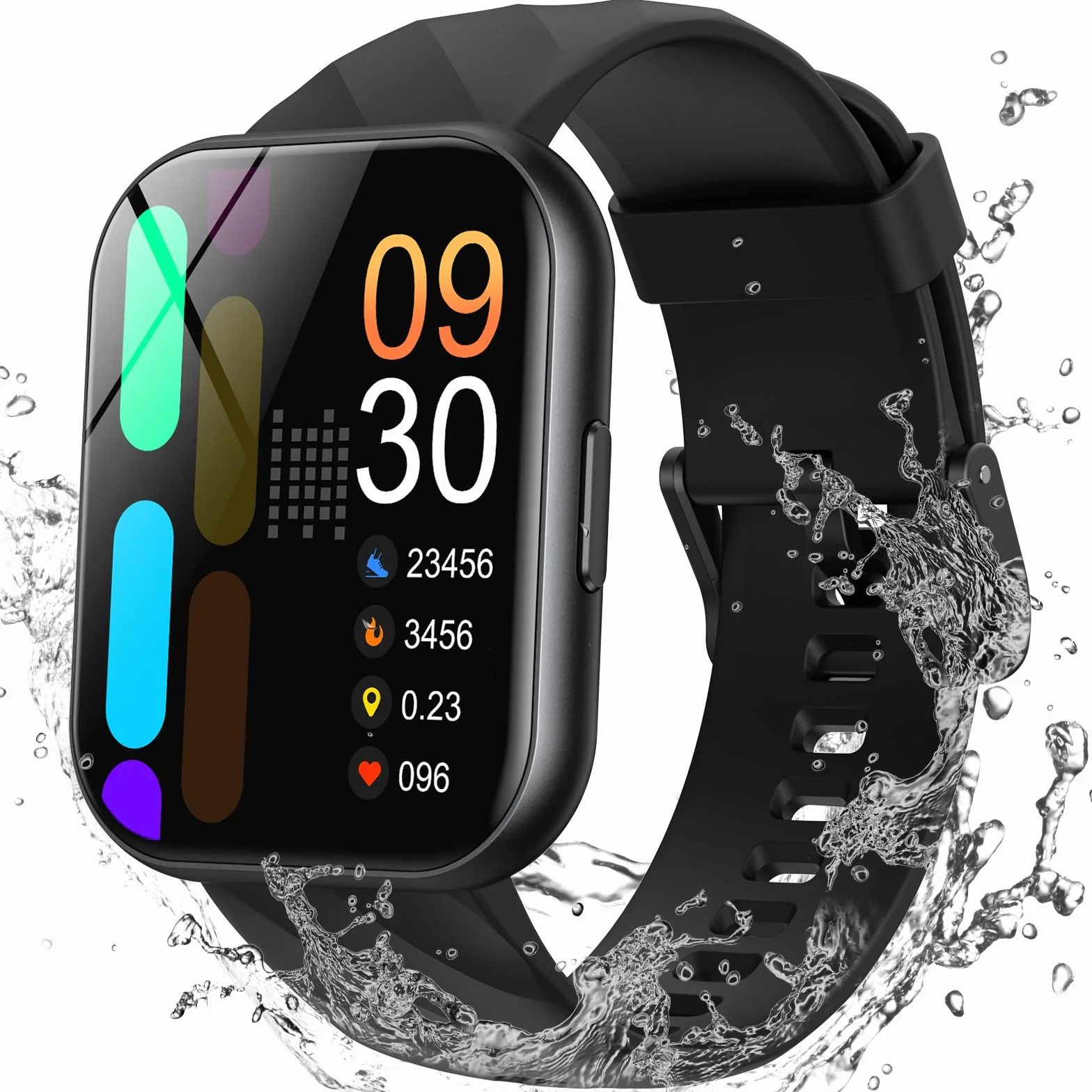 Parsonver Smartwatch Uomo Donna con 5ATM Impermeabilità per Nuoto, Orologio Fitness con 100+ Sport, Frequenza Cardiaca, Sonno, Calorie, SpO2, Smart watch per iPhone Android (Nero, 1.8”)