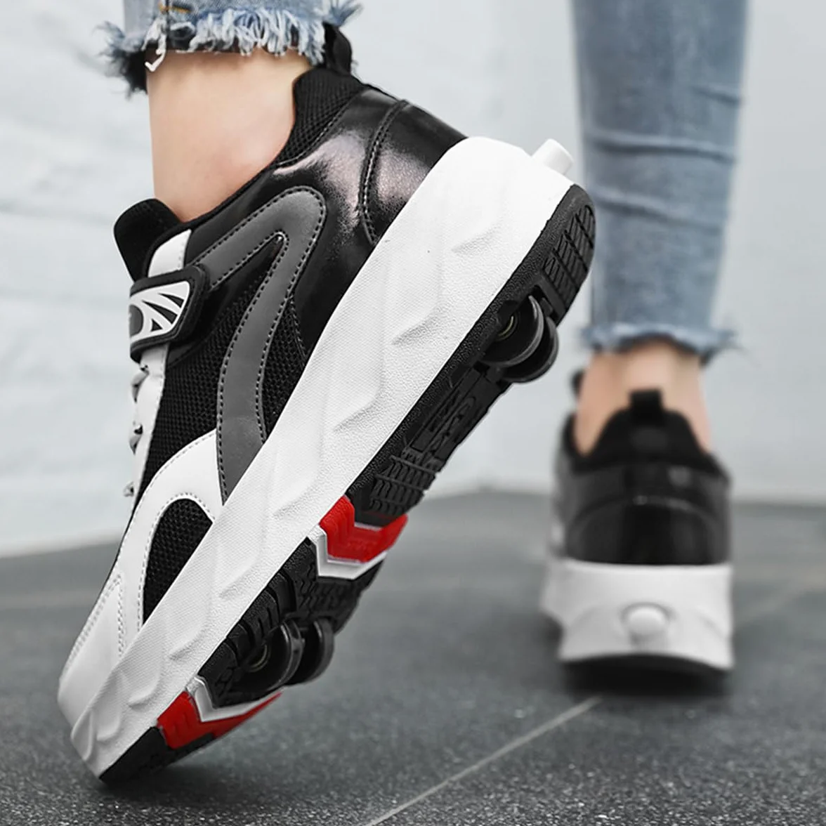 Mateju Scarpe con Rotelle Bambino Bambina Sportive Scarpe da Skateboard, Rotelle a Scomparsa Skateboard Sneakers Scarpe da Ginnastica da Pattini per Ragazzo e Ragazza 29-43 EU