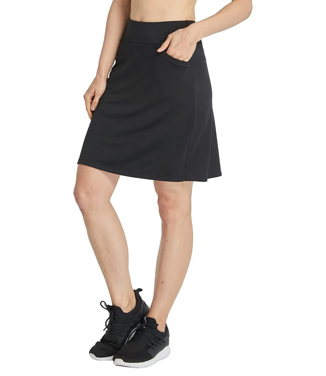 Donna Gonne de Golf con Pantaloncino Lunghezza del Ginocchio Modesta All'aperto Sportive Corsa a Passeggio Padel Tennis Skort con Tasche(Nero,S)