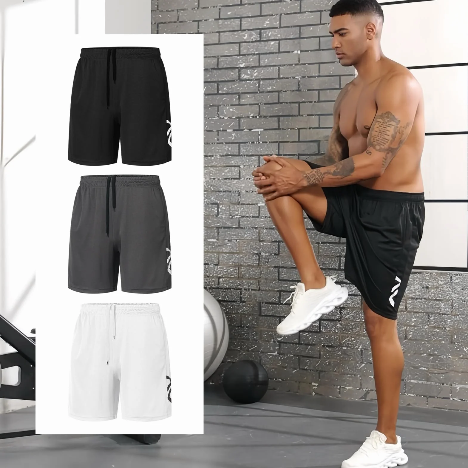Confezione da 3 Pantaloncini Sportivi da Uomo Asciugatura Rapida Pantaloncini da Corsa e Palestra Pallacanestro Allenamento