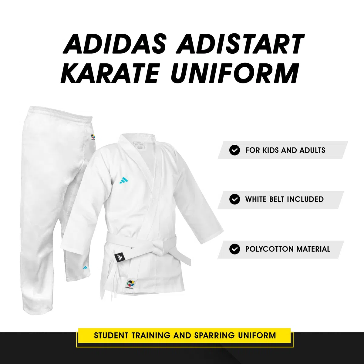 Adidas Adidas Adistart Karate Uniform 7oz Martial Arts Student Gi Adidas Adistart Karate Uniform 7oz Arti Marziali Student Gi Unisex - Adulto