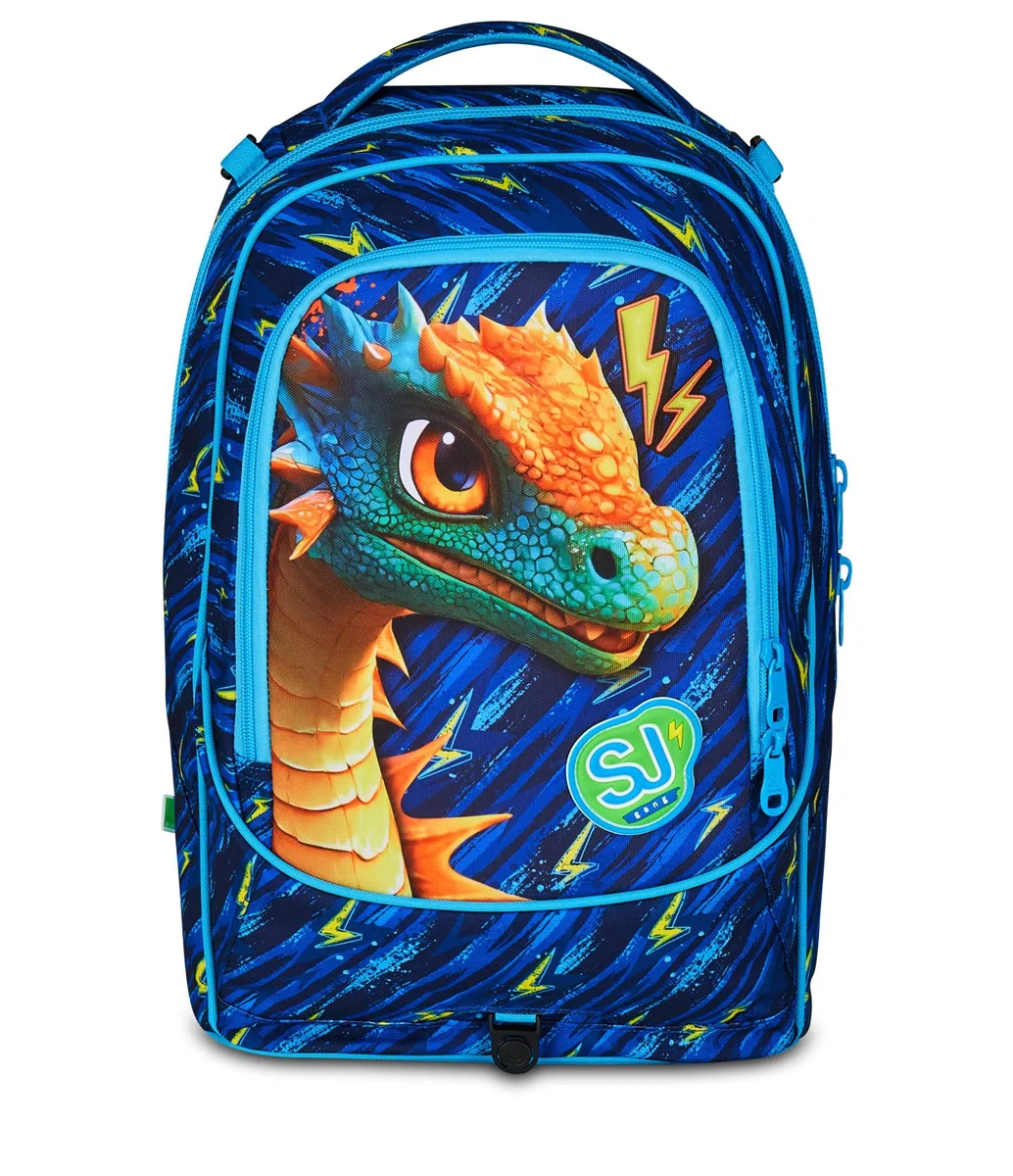 SJ GANG STYLE JAM GANG Trolley Scuola Jack 3 Ruote Dragon Glide, Blu, 3 in 1, Zaino Triplo Uso con Carrello Sganciabile, 33 L, Zaino Scuola Elementare, Zaino Bambino