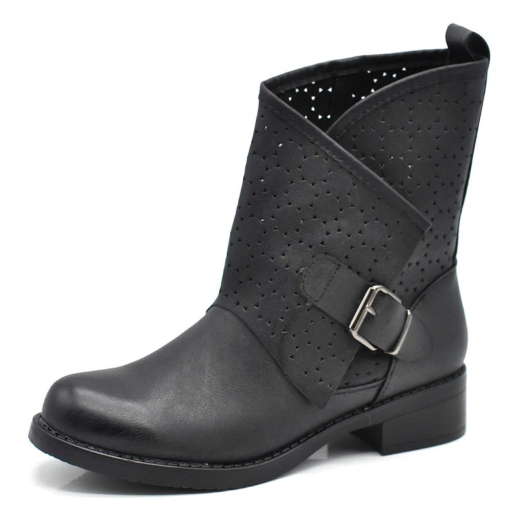 IF Fashion Scarpe da Donna Stivali Stivaletti Alla Caviglia Biker Fibbie Anfibi 630