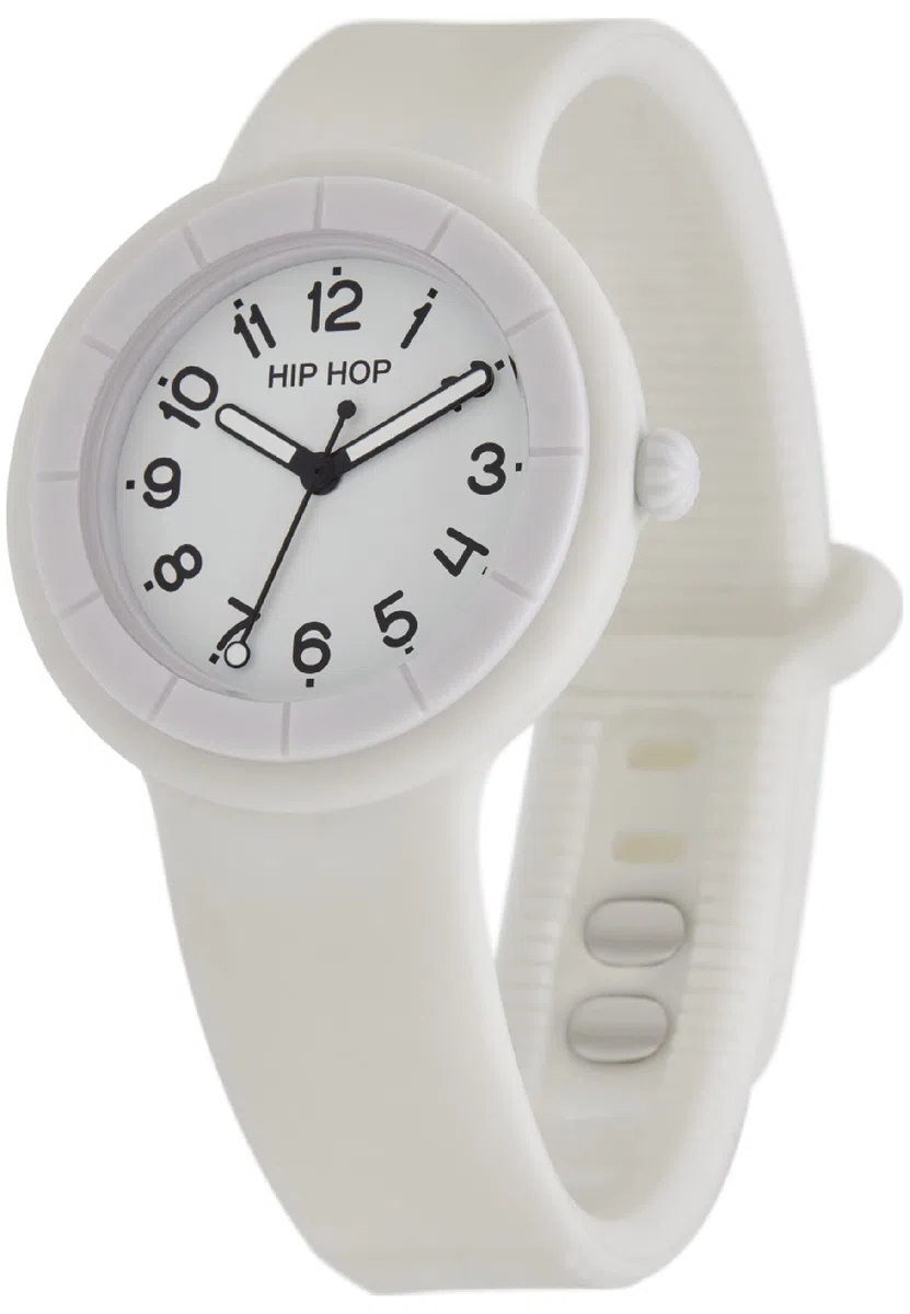 HIP HOP, Collezione Hero.Dot, Orologio Donna, Cinturino in Silicone Soft Touch Intercambiabile, Pratica Chiusura, Lunetta Bianca, Numeri Verdi, Cassa 34 mm, Movimento al Quarzo