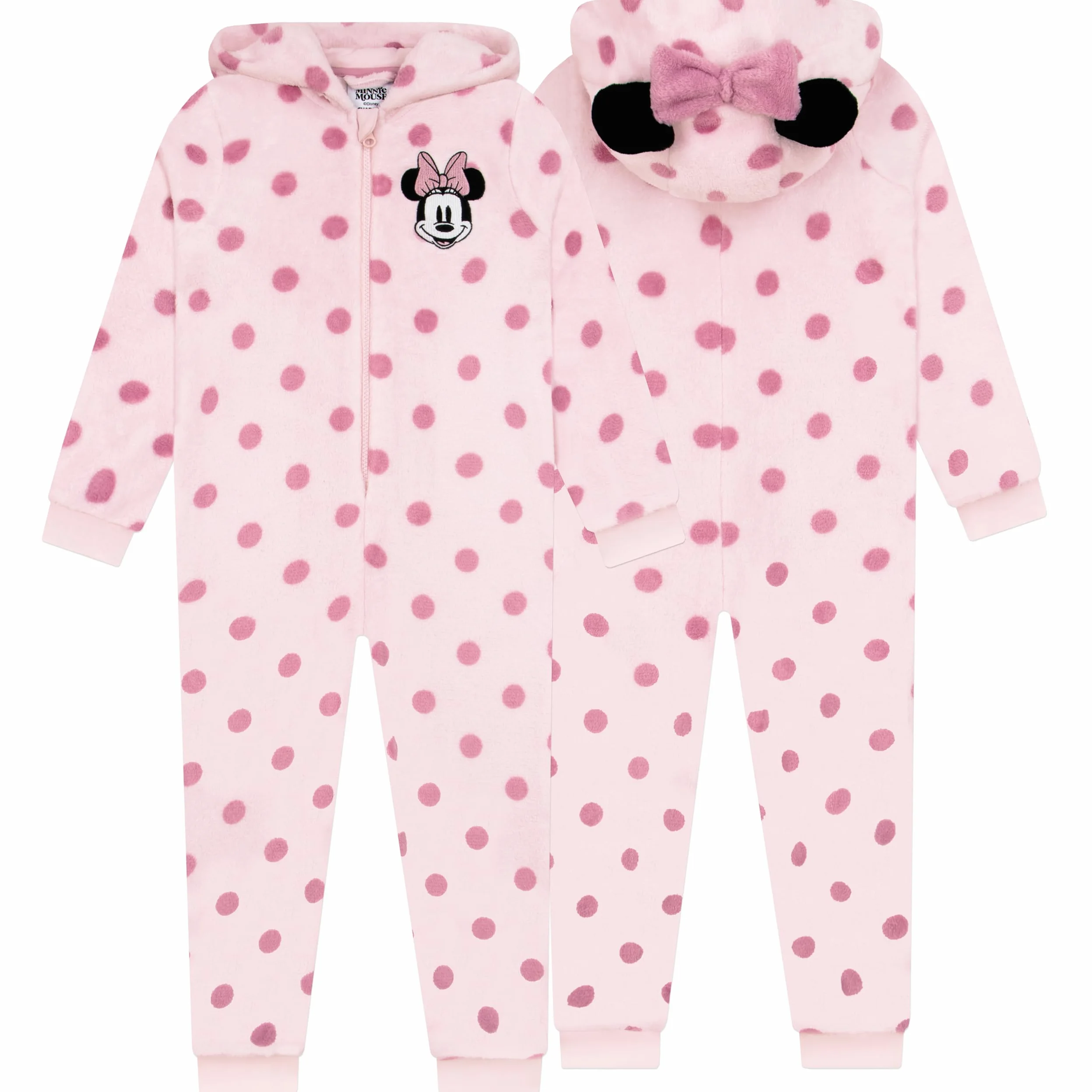 Disney Pigiama Intero Minnie Mouse, Pigiama Bambina Pile, Pigiama Inter Topolina con Orecchie 3D