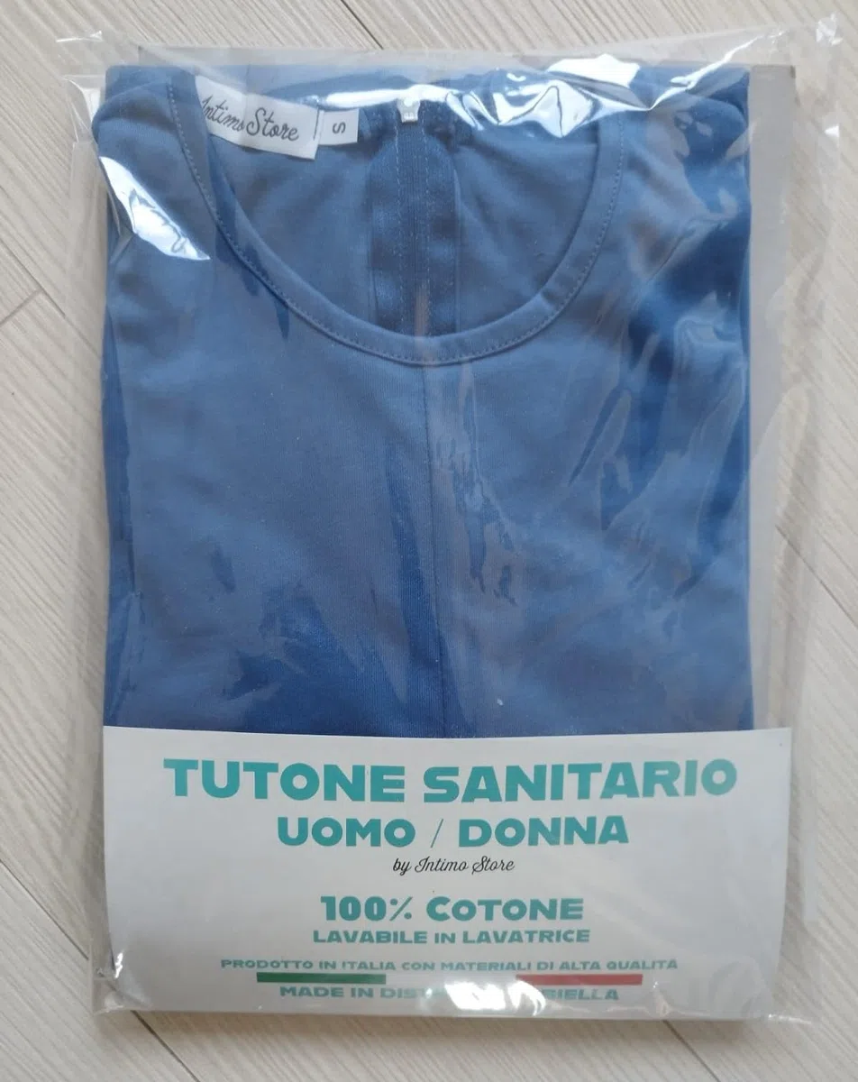 Tutoni Sanitari, Pigiama Intero Uomo per degenti, Cotone 100%, Prodotto in Italia