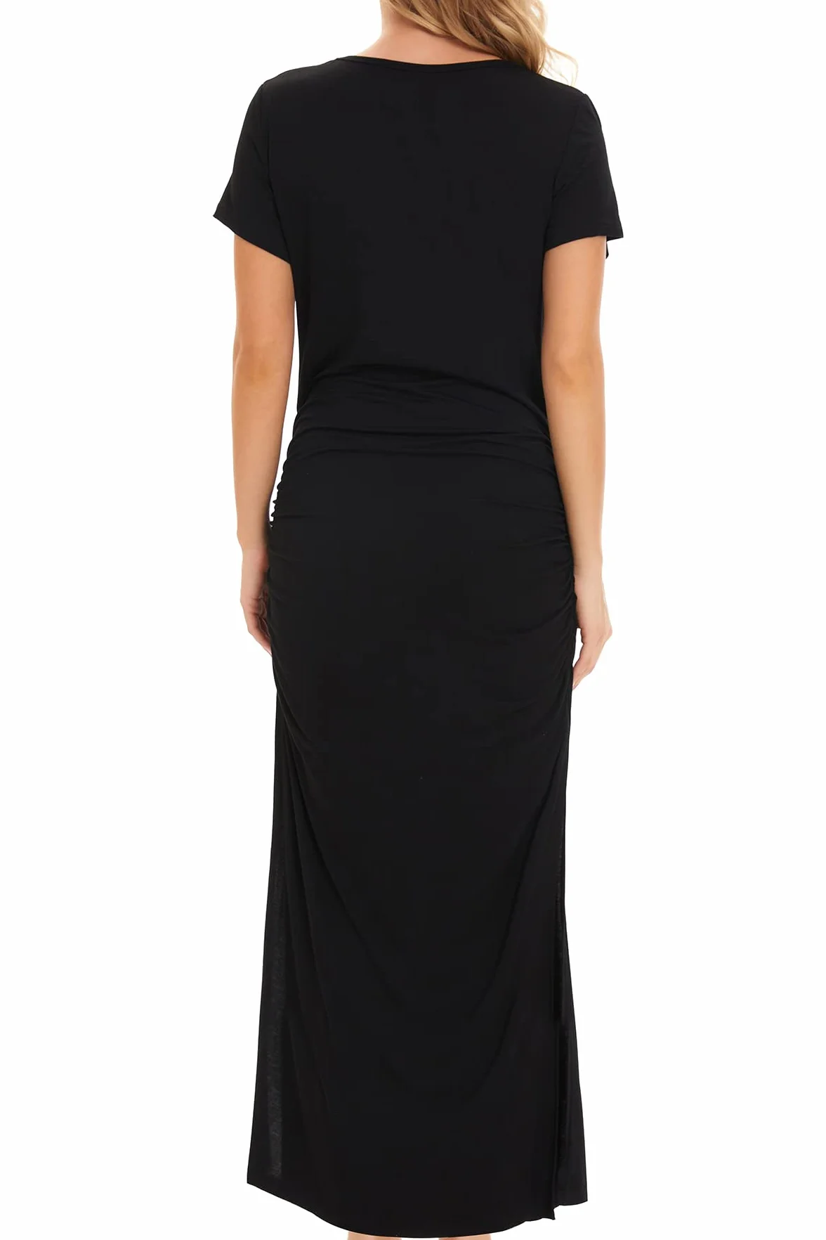 Smallshow Donna Lungo Split Vestiti Premaman Eleganti Abiti Premaman Estivi Black M