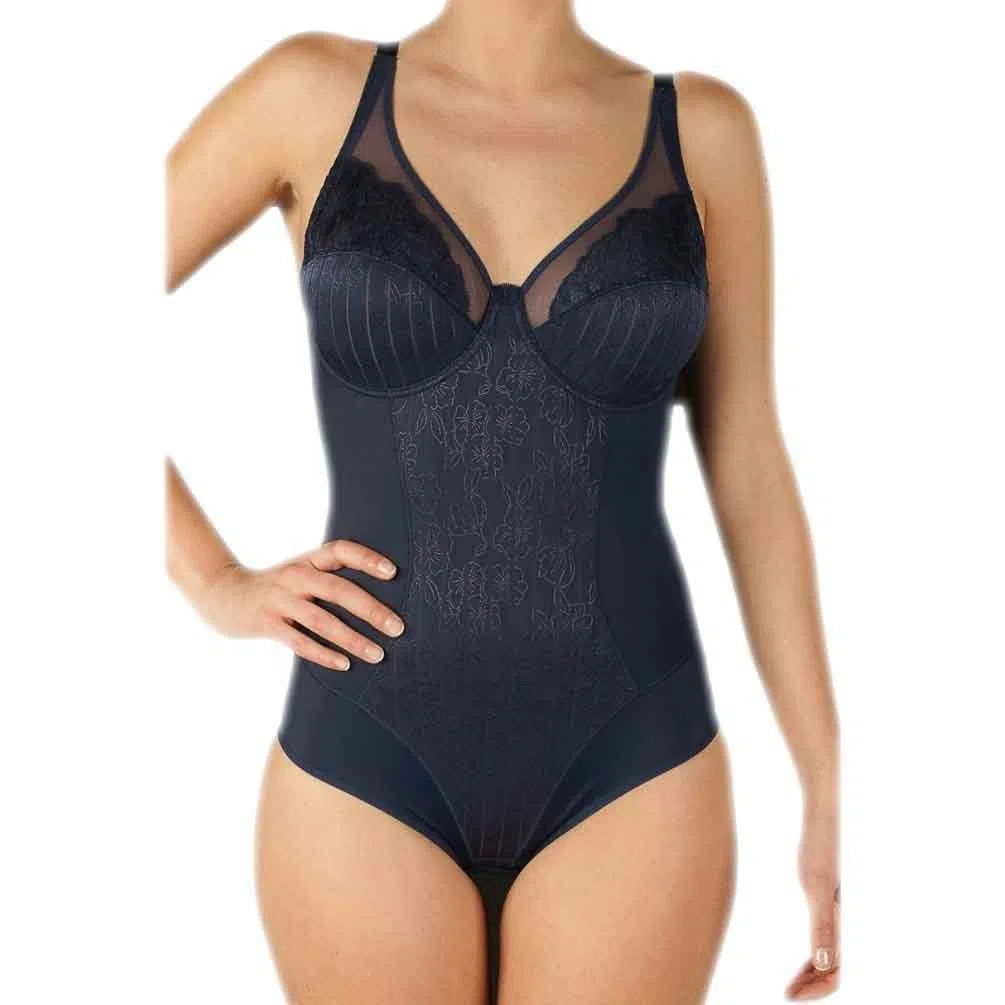 Selene, Body Donna in Pizzo dal Motivo Floreale, con Ferretto e Senza Imbottitura, Collezione Mariluz
