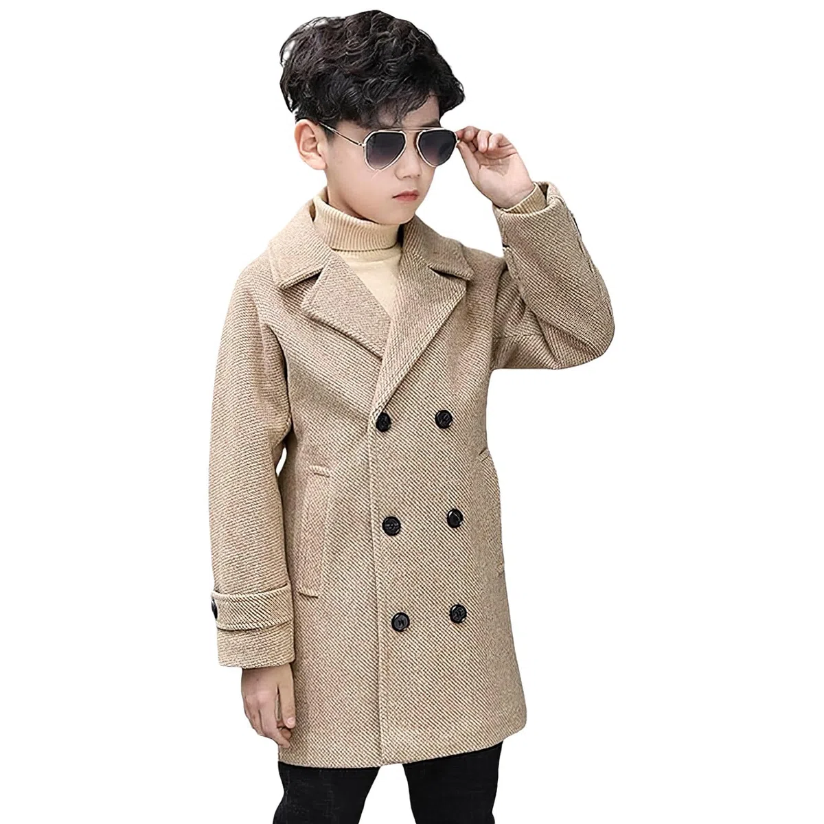 amropi Bambini Ragazzi Cappotto Trench a Doppiopetto Invernale Antivento Parka Giacca 3-10 Anni