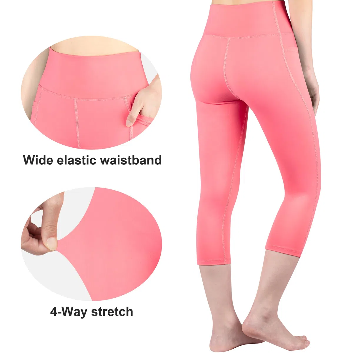 BIG ELEPHANT Confezione da 3 Leggings Capri Bambina con Tasche – Pantaloni Sportivi Yoga a Vita Alta per Bambine, Corsa, Danza, Allenamento