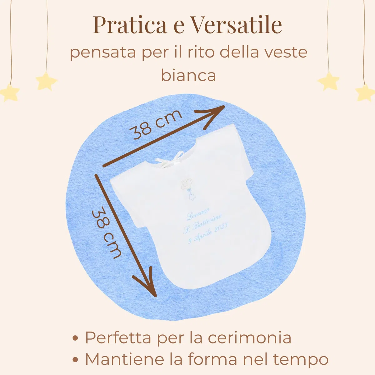 Coccole-Vestina Battesimo Personalizzata con Nome Bimbo/a e Data del Battesimo