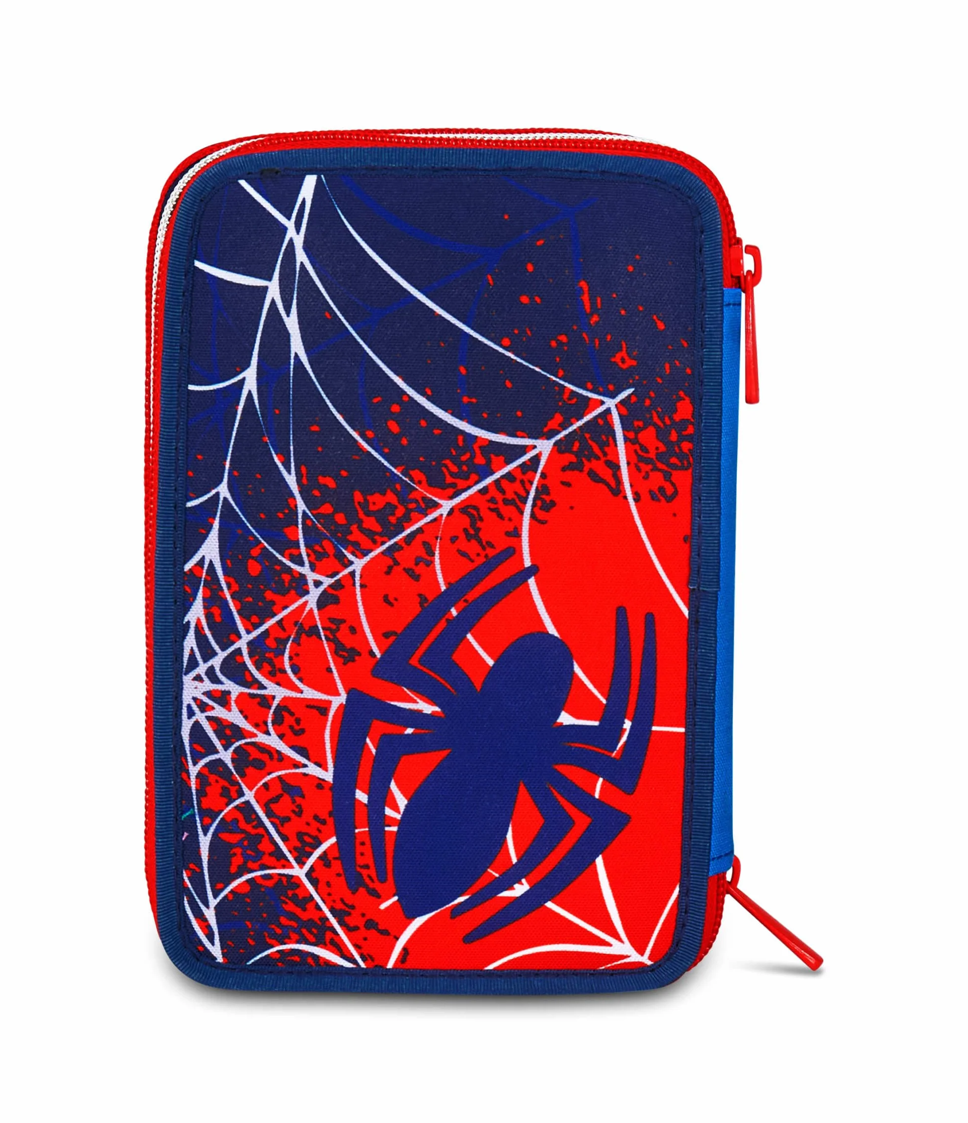 Seven Spiderman Astuccio Scuola 3 Zip, Blu, Portapenne Triplo Scomparto Completo Di Penne, Matite, Colori, Accessori Zaino, Scuole Elementari, Bambino