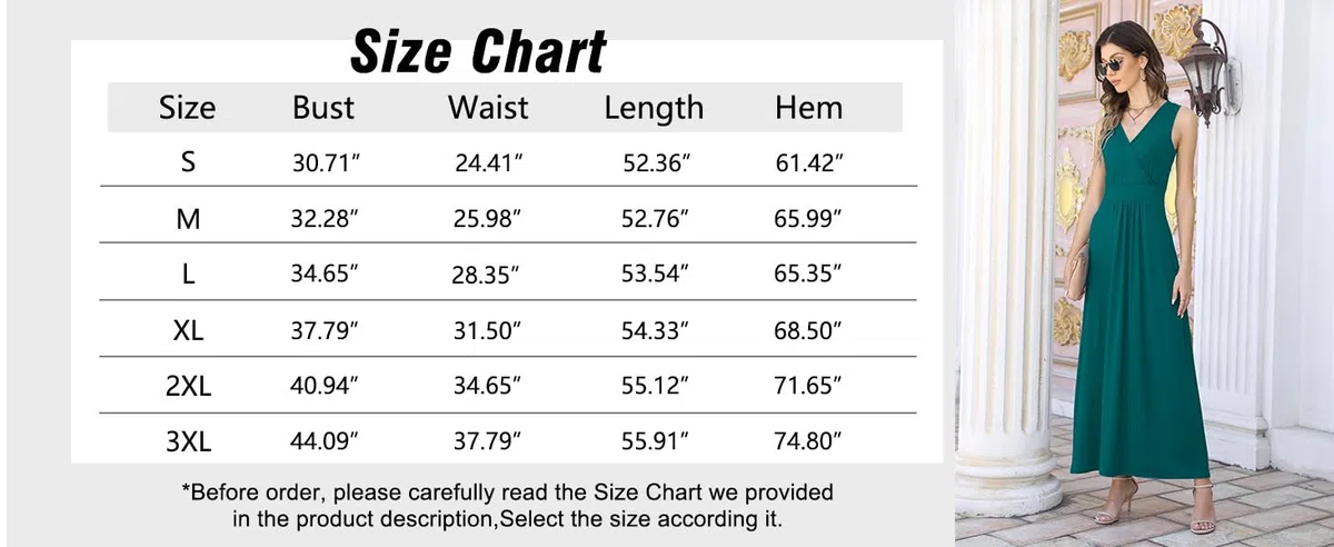 AUSELILY Vestito Donna Estivo Lungo Curvy Scollo a V Senza Maniche Abito Taglie Forti Casual con Tasche