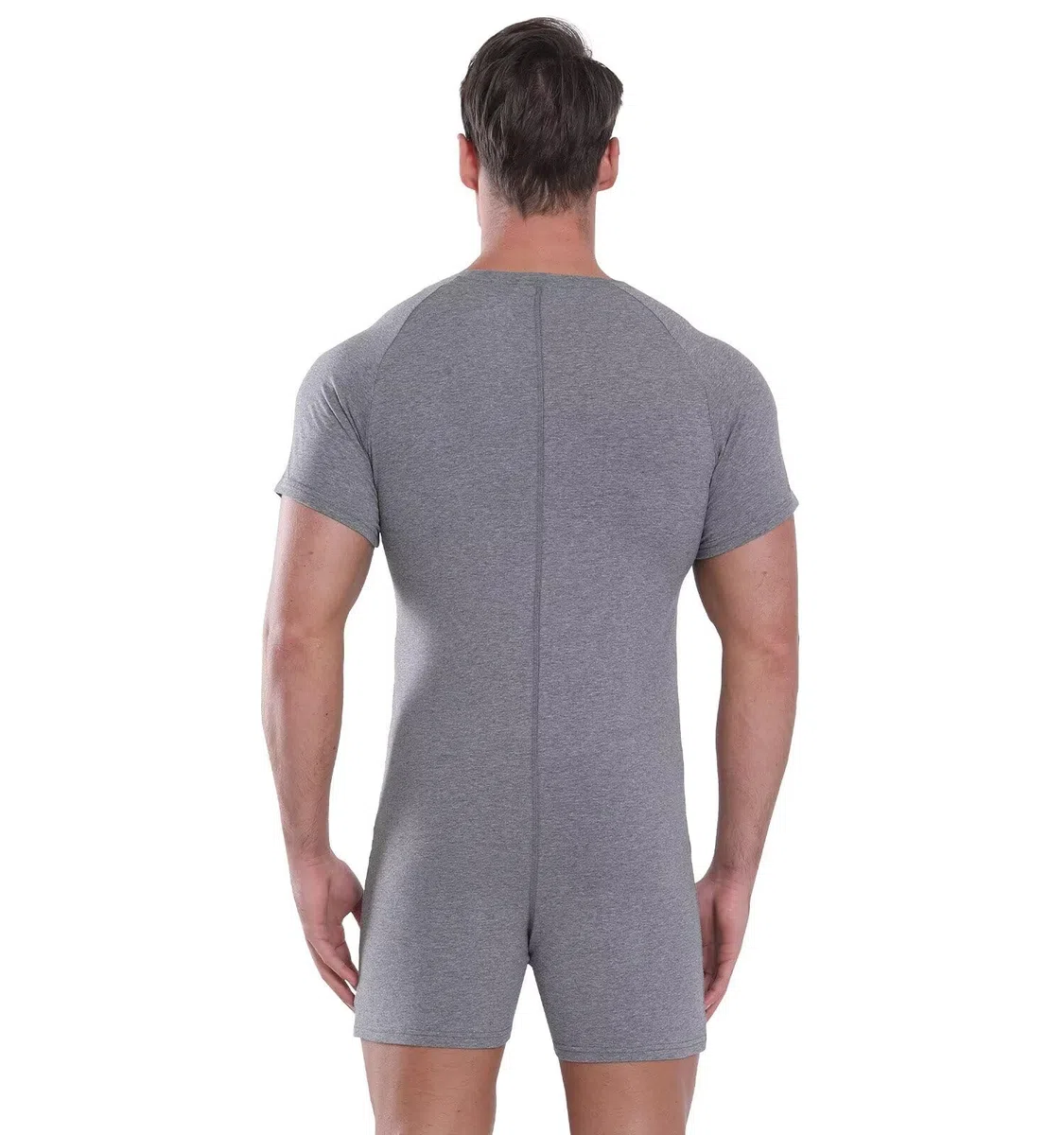 Landofgenie Uomo Onesie Leotard Top Body Shirt One Piece Pigiama Cotone Verde Fibbia Tuta Corte Bodysuit