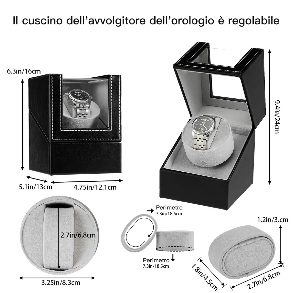 Scatola Carica Orologio Scatola orologio a carica automatica in cuoio con motore silenzioso per orologi da polso