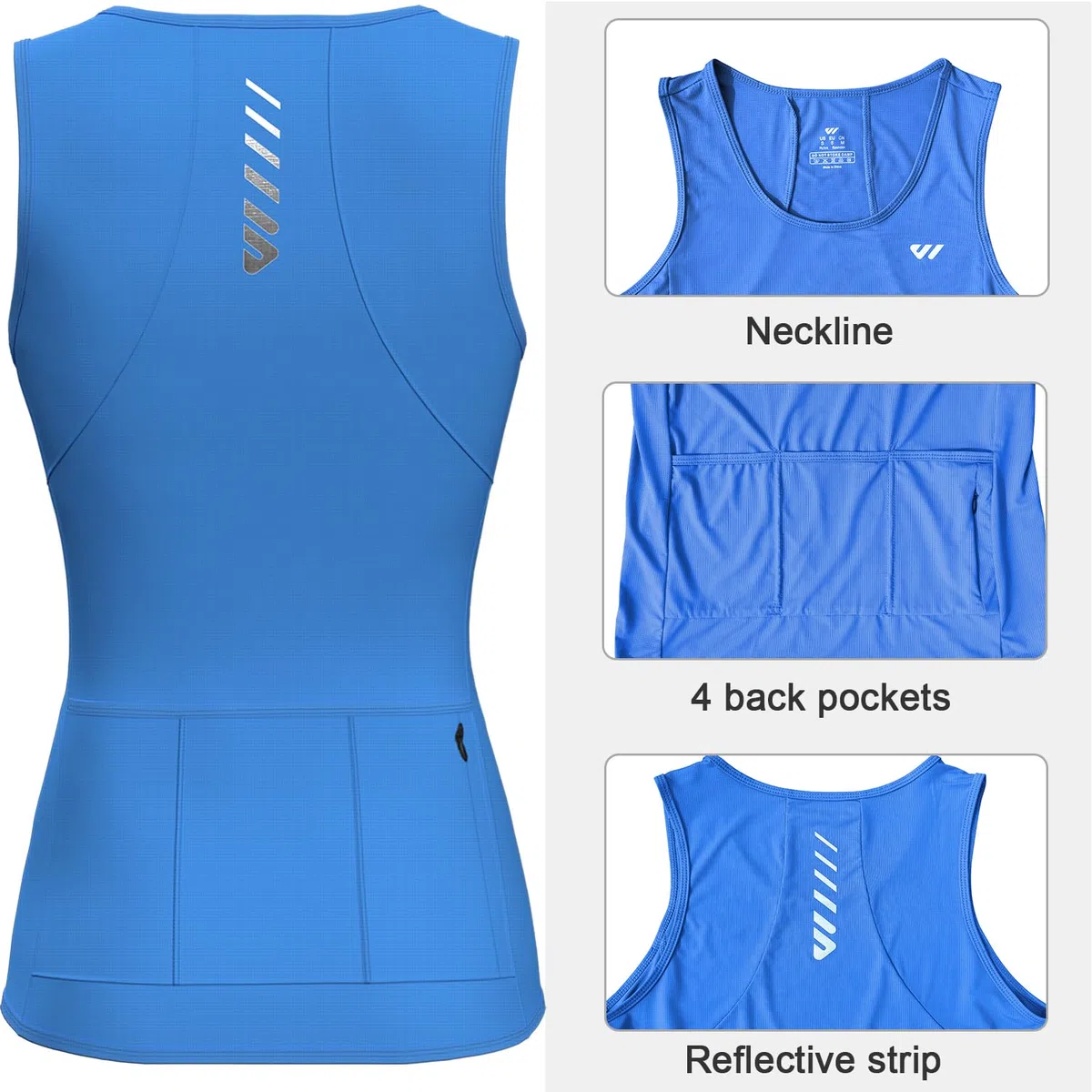 Lo.Gas, maglia da ciclismo da donna, senza maniche, traspirante, per ciclismo, mountain bike, sport, da donna, 4 tasche