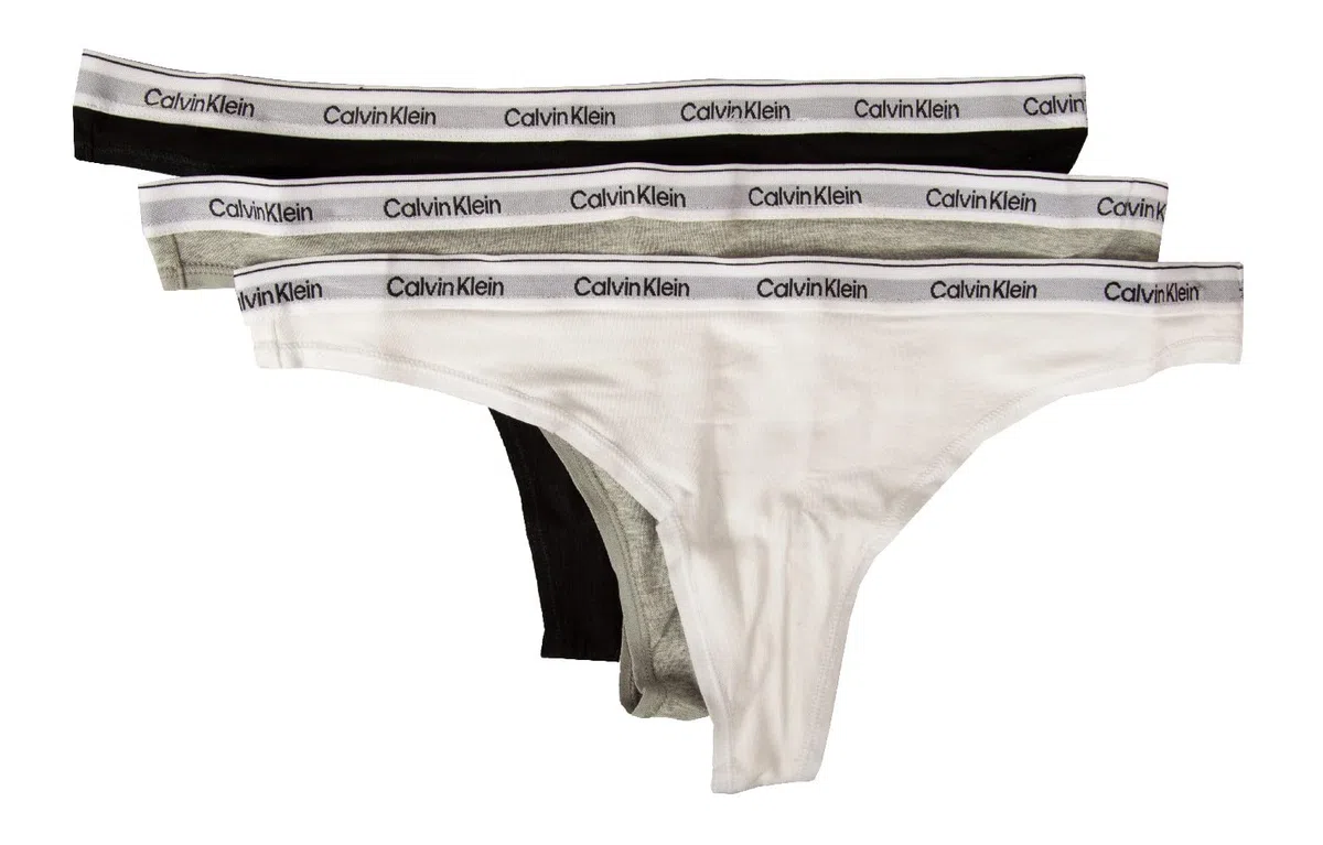 Calvin Klein Perizoma Donna CK Confezione 3 Capi Thong Elastico a Vista Cotone Elasticizzato Articolo QD5209E