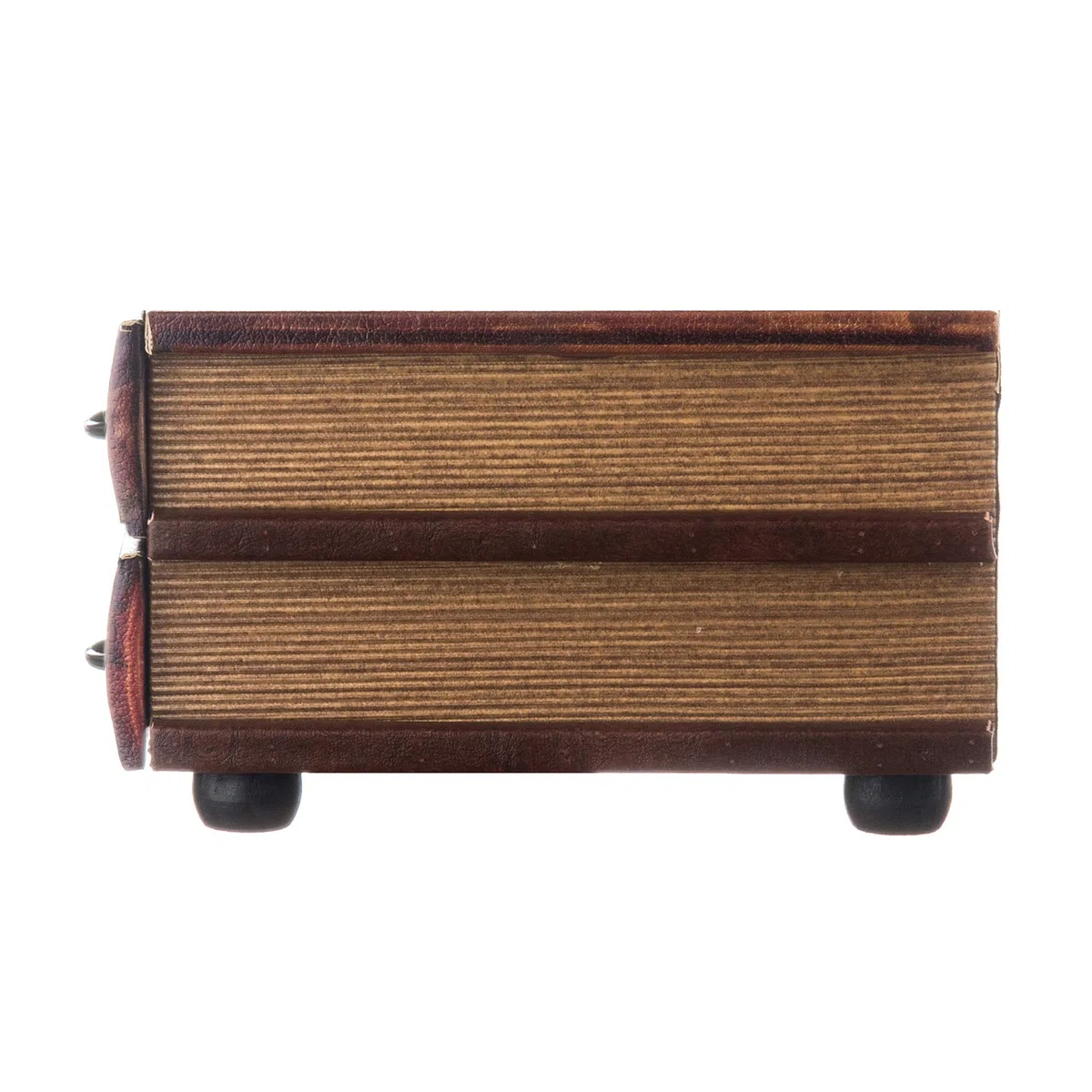 Rebecca Mobili Cassettiera da tavolo, cofanetto libro 2 cassetti, legno pu, vintage, marrone, organizzazione scrivania trucchi - Misure 13 x 30 x 21 cm (HxLxP) - RE6276
