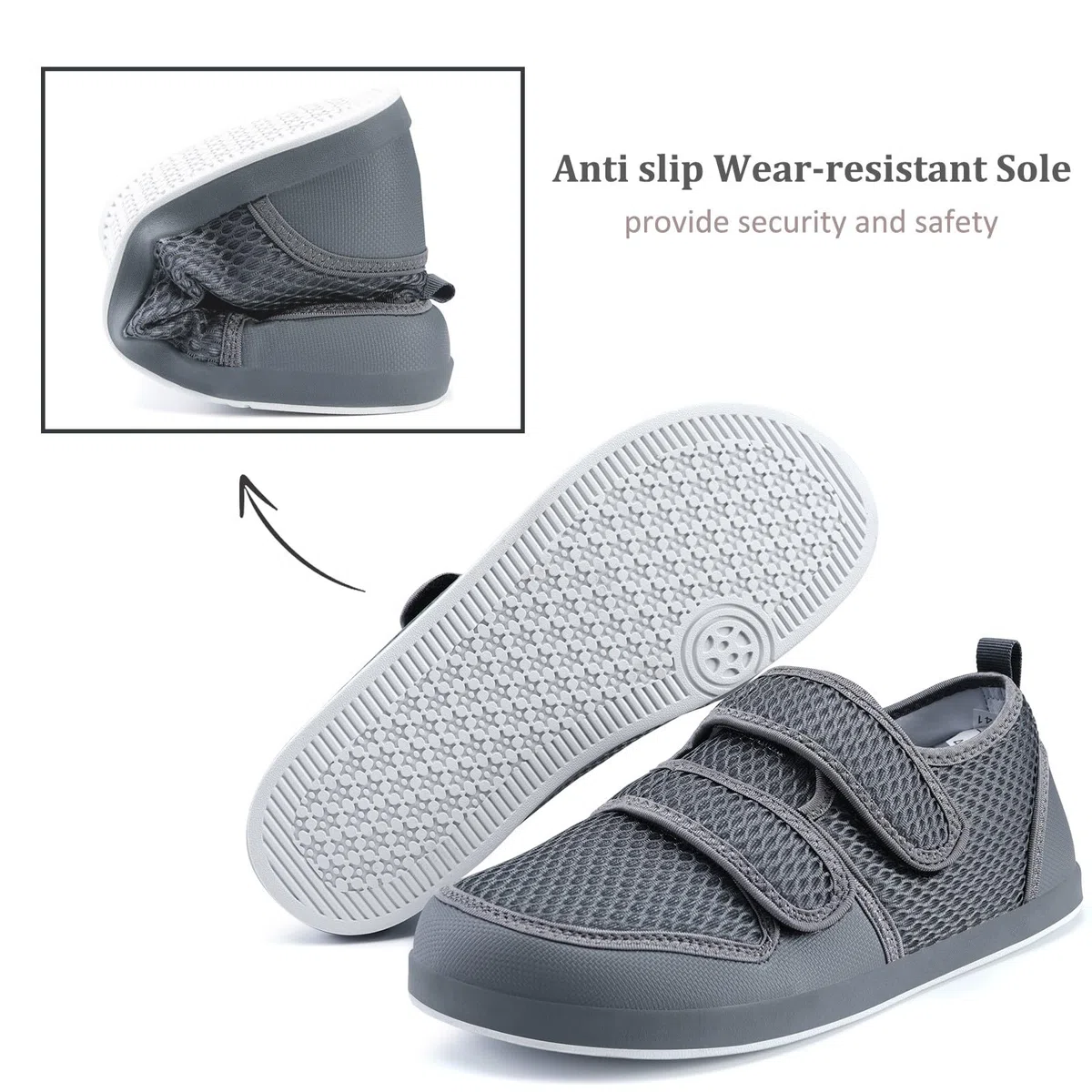 Hsyooes Scarpa Ortopedica Donna Scarpe Diabetiche Uomo Pantofole Ortopediche Regolabili Pantofole Camminata Anziani Strappo Traspirante