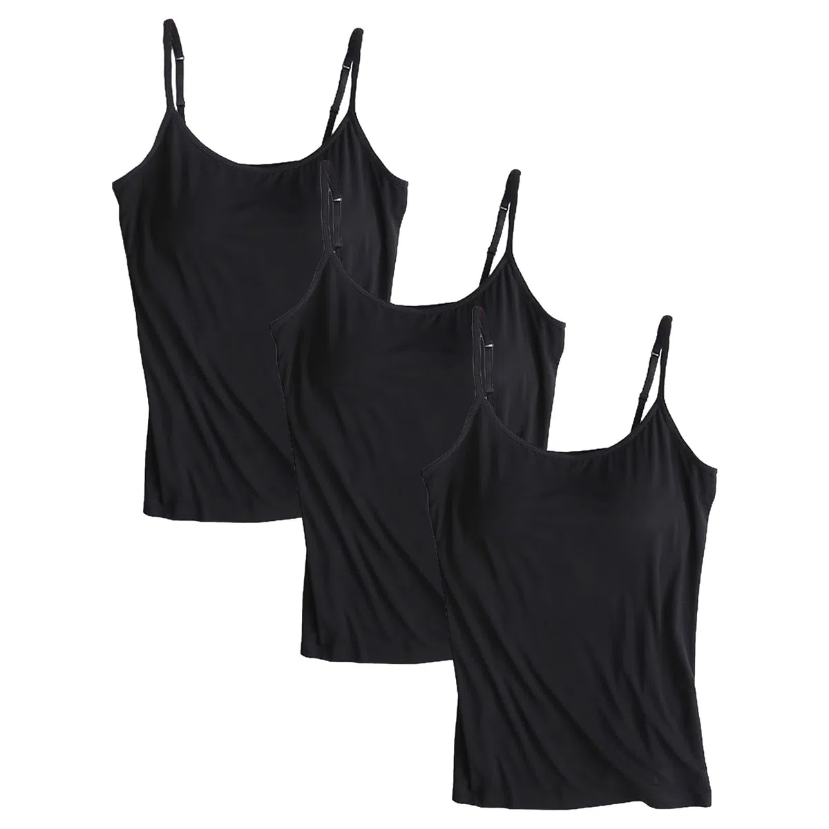 Donna 3 Pezzi Basic Canotta con Reggiseno Incorporato Canottiere Imbottita Regolabile con Spalla Stretta (S-4XL)