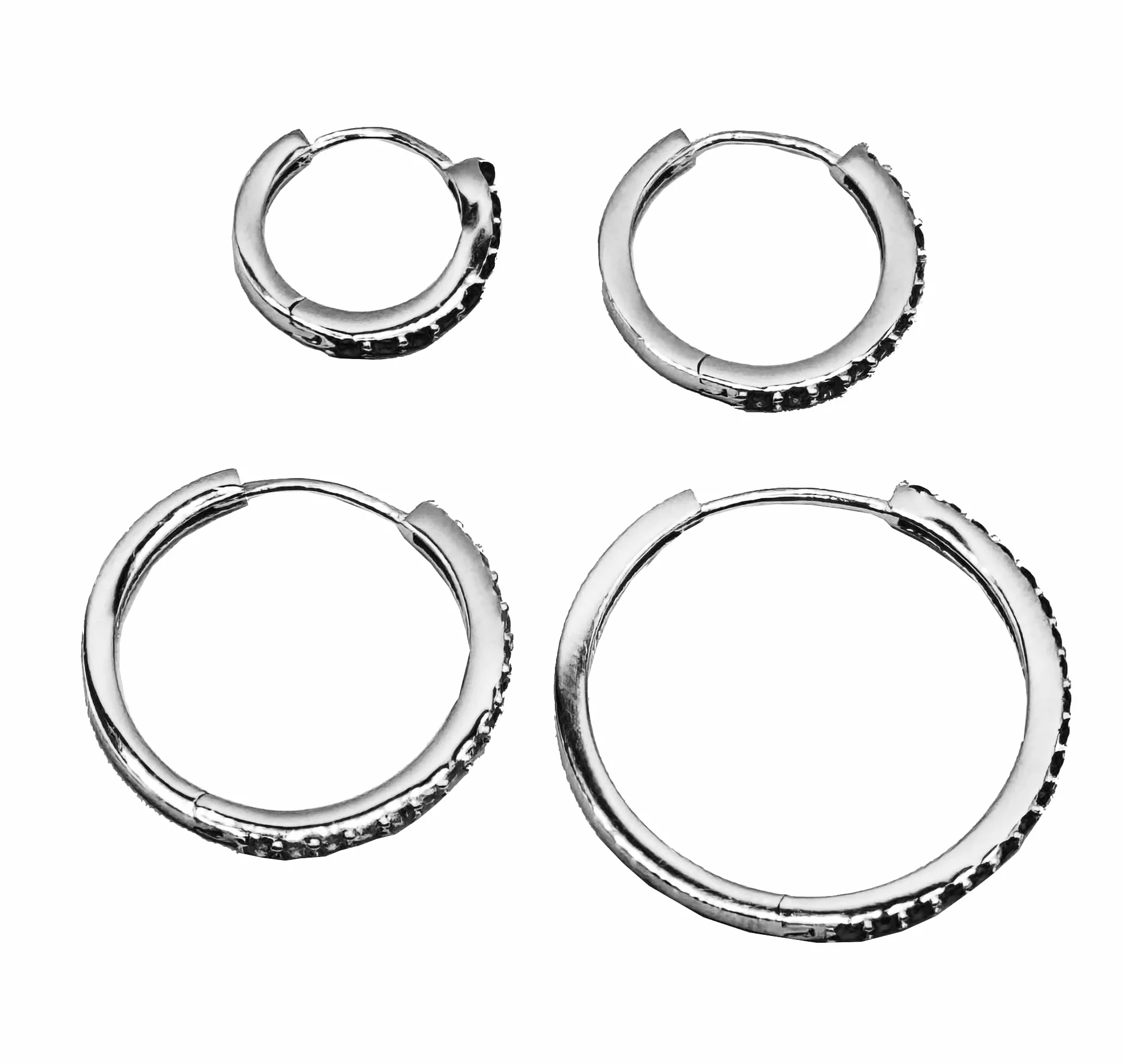 Coppia di Orecchini a Cerchio Blu cerchietti strass in argento 925 rodiato - Hoops Collection