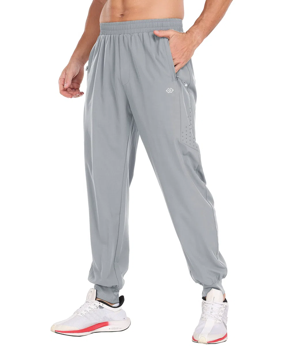MoFiz Uomo Pantaloni Leggeri Tuta Ginnastica Pantaloni Sportivi Lunghi Jogging ad Asciugatura Rapida con Tasche Zip