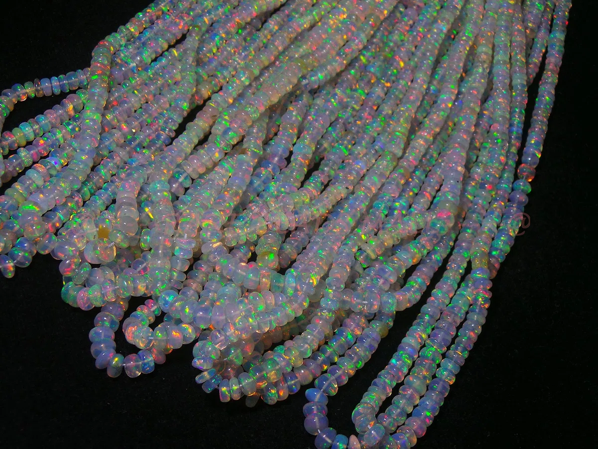 Artist Unknown Si-1170 - Perline di opale etiope, rondelles naturali di opale, 2,5-4,5 mm, filo da 40,6 cm, per la creazione di gioielli