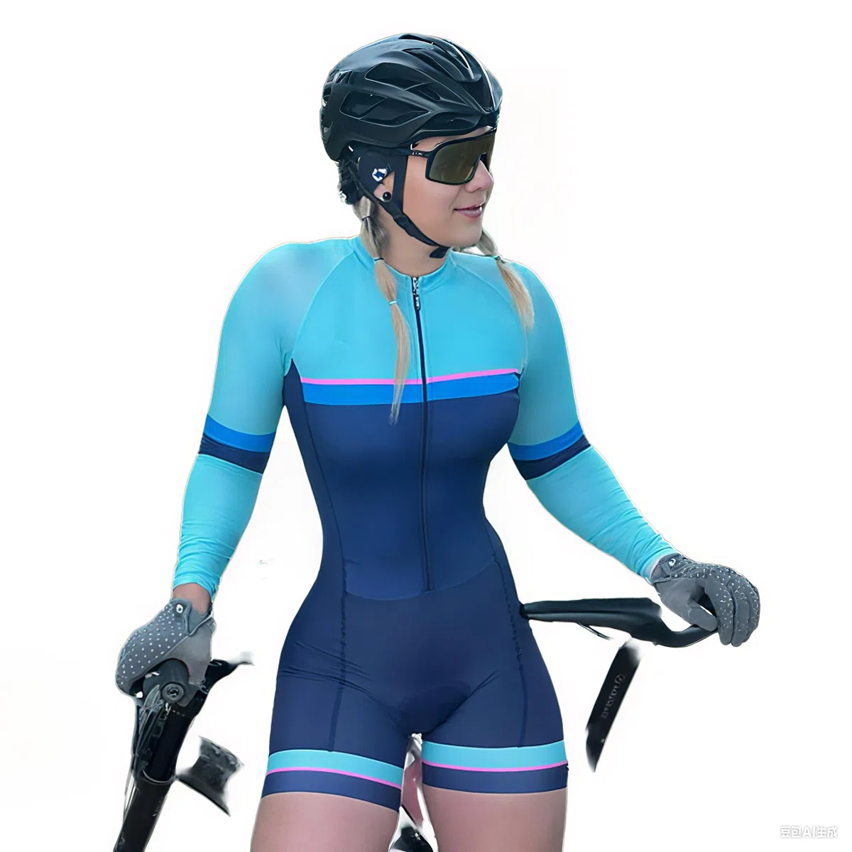 Tuta da ciclismo da donna, a maniche lunghe, traspirante, taglia XS-3XL
