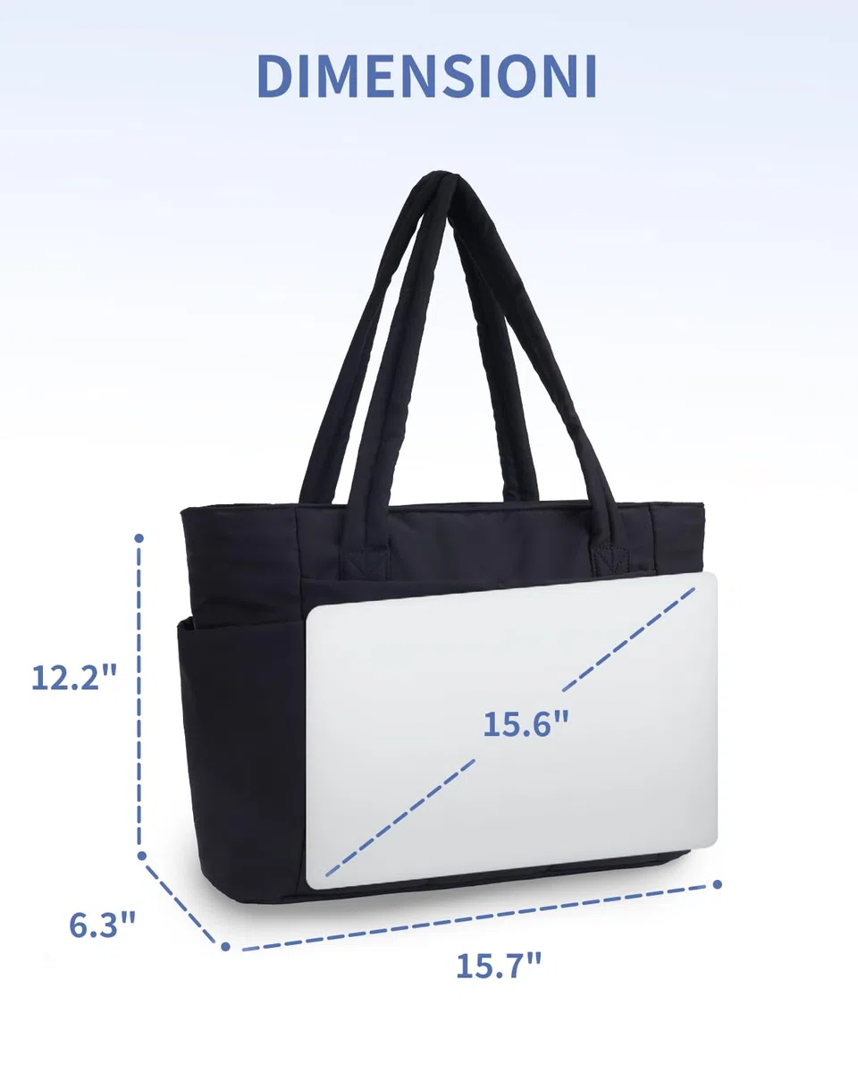 Wandering Nature Borsa Tote Donna con Cerniera & 40oz Tasca Elastica per Borraccia Borsa Università Donna Capiente per Laptop 15,6 Pollici per Viaggi Università e Lavoro (Brevetto in Corso)