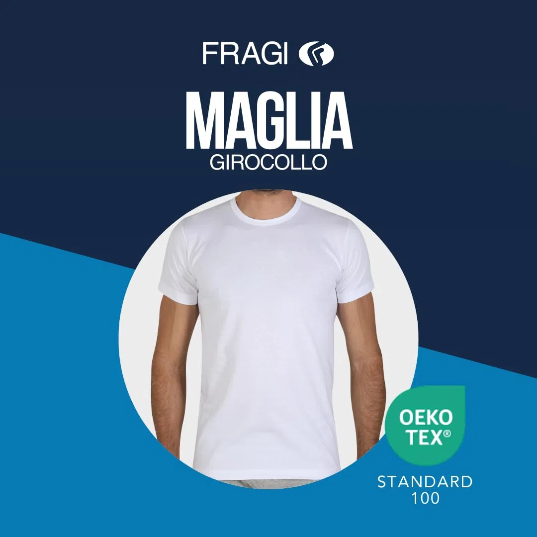 Fragi Maglia Uomo Maniche Corte in Puro Cotone, Maglia Girocollo in Tessuto Elastico Senza Cuciture Seamless, Made in Italy
