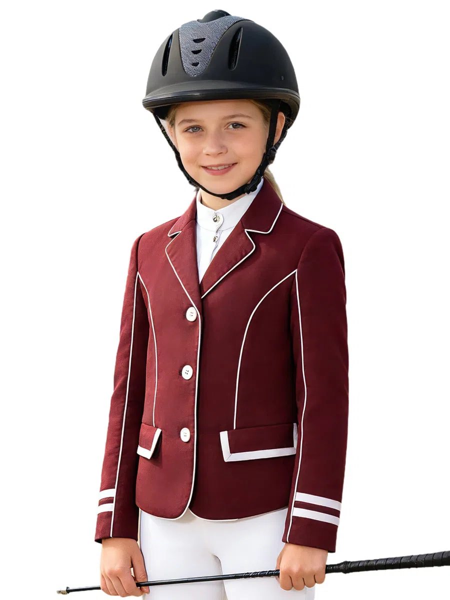 dPois Giacca da Competizione Bambina Giacche da Equitazione Concorso Maniche Lunghe Capispalla da Torneo con Bottoni Blazer Competition Jacket Giacca da Equestre
