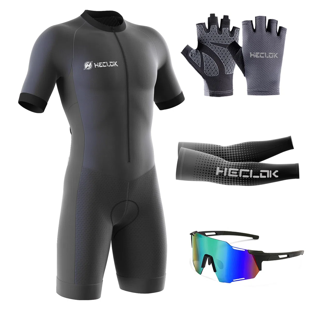 Tuta da Triathlon a Maniche Corte da Uomo, 2024 Nuovi MTB Body Trisuit Cycling Skinsuit with Gel Pad per Nuoto/Corsa/Ciclismo, Abbigliamento Ciclismo Imbottita, Monopezzo