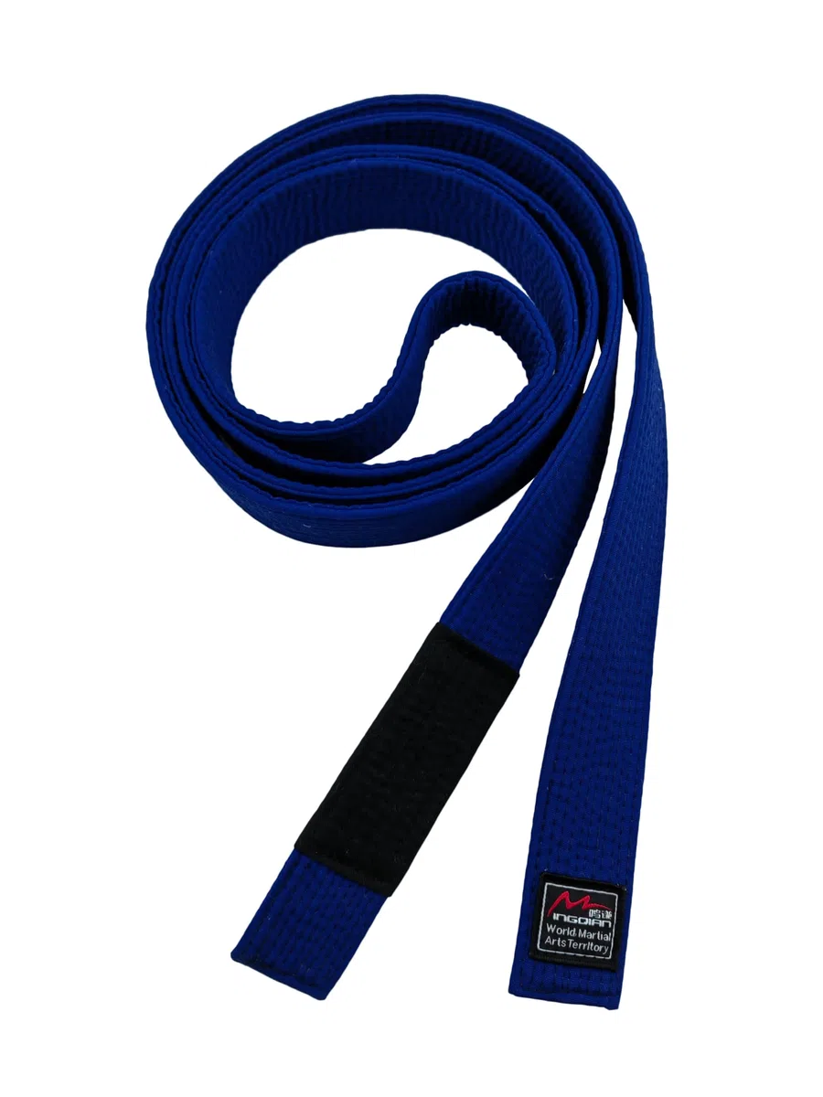 Generico Cintura da Jiu Jitsu Brasiliano per Adulti, Poliestere Cotone Rigido, Larghezza 4.5 cm, Bianco Blu Viola Marrone,Personalizzazione Nome e Strisce, Misure da A0 a A5