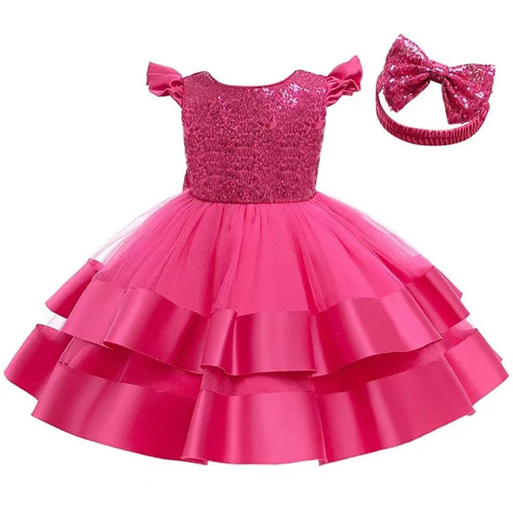 Lito Angels Vestito Damigella Abito da Festa Cerimonia Natale Elegante con Fascia per Bambina, Bianco Verde Blu Rosa
