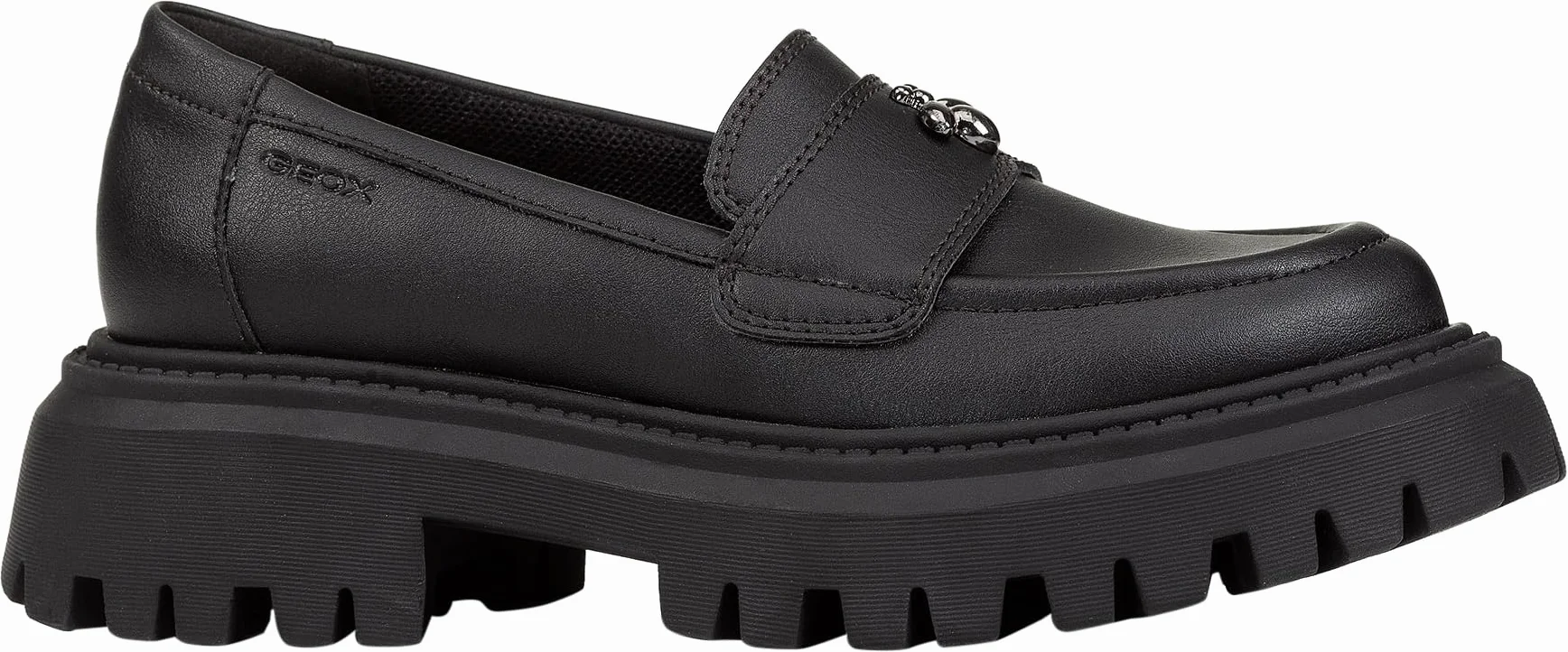 Geox Girl's J Maquinnens E Moccasin, Nero, 8 UK