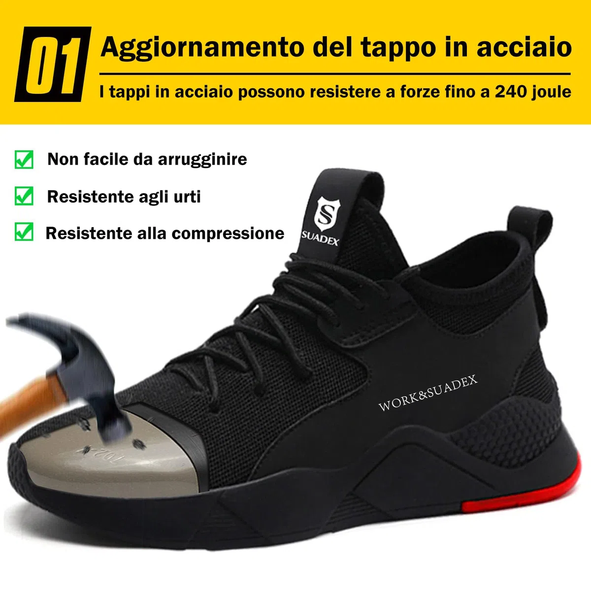 SUADEX Scarpe Antinfortunistiche Uomo Donna Scarpe da Lavoroleggere Alte Comode Scarpe Sicurezza