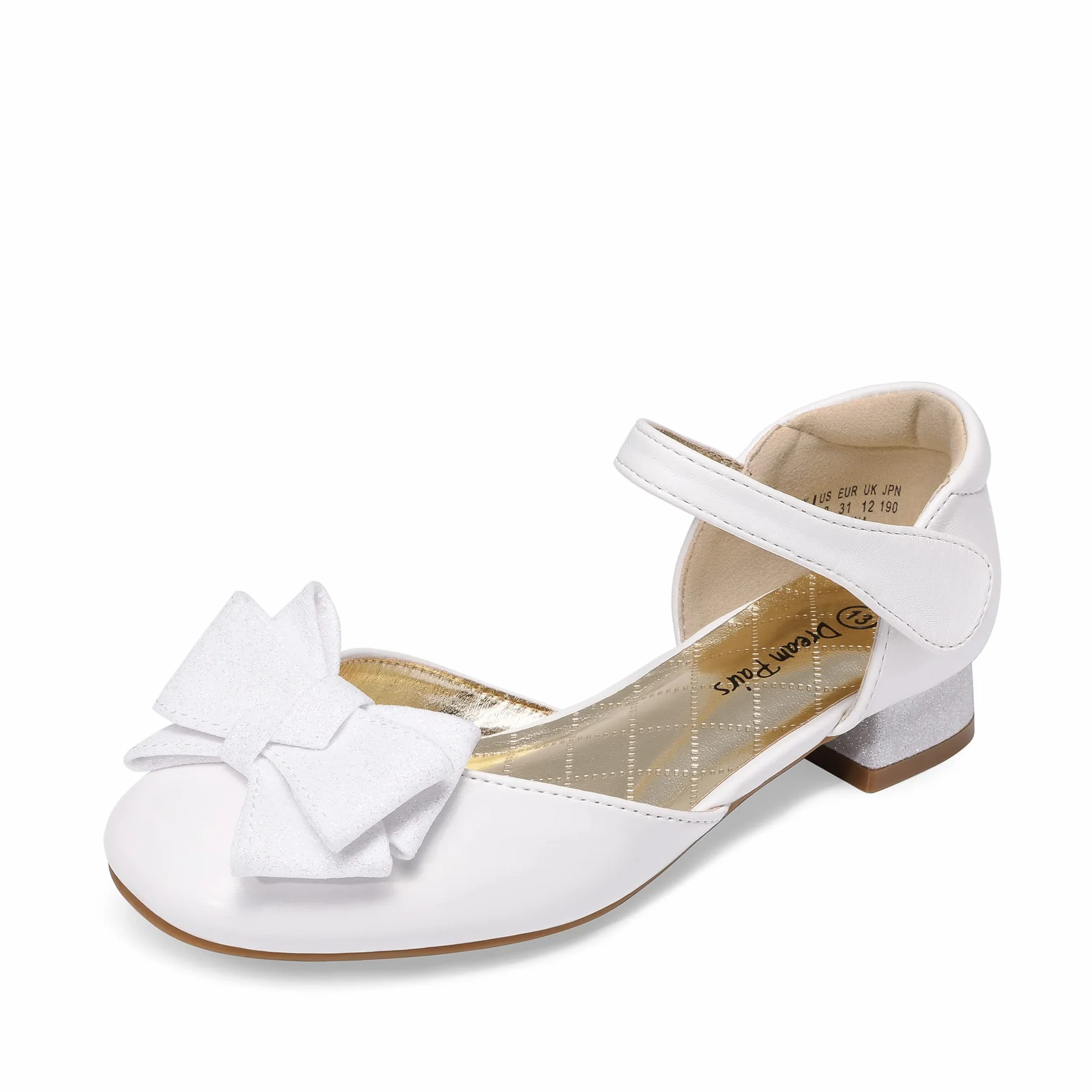 DREAM PAIRS Ballerine per Bambine con Tacco Basso Scarpe da Principessa con Fiocco Scintillante