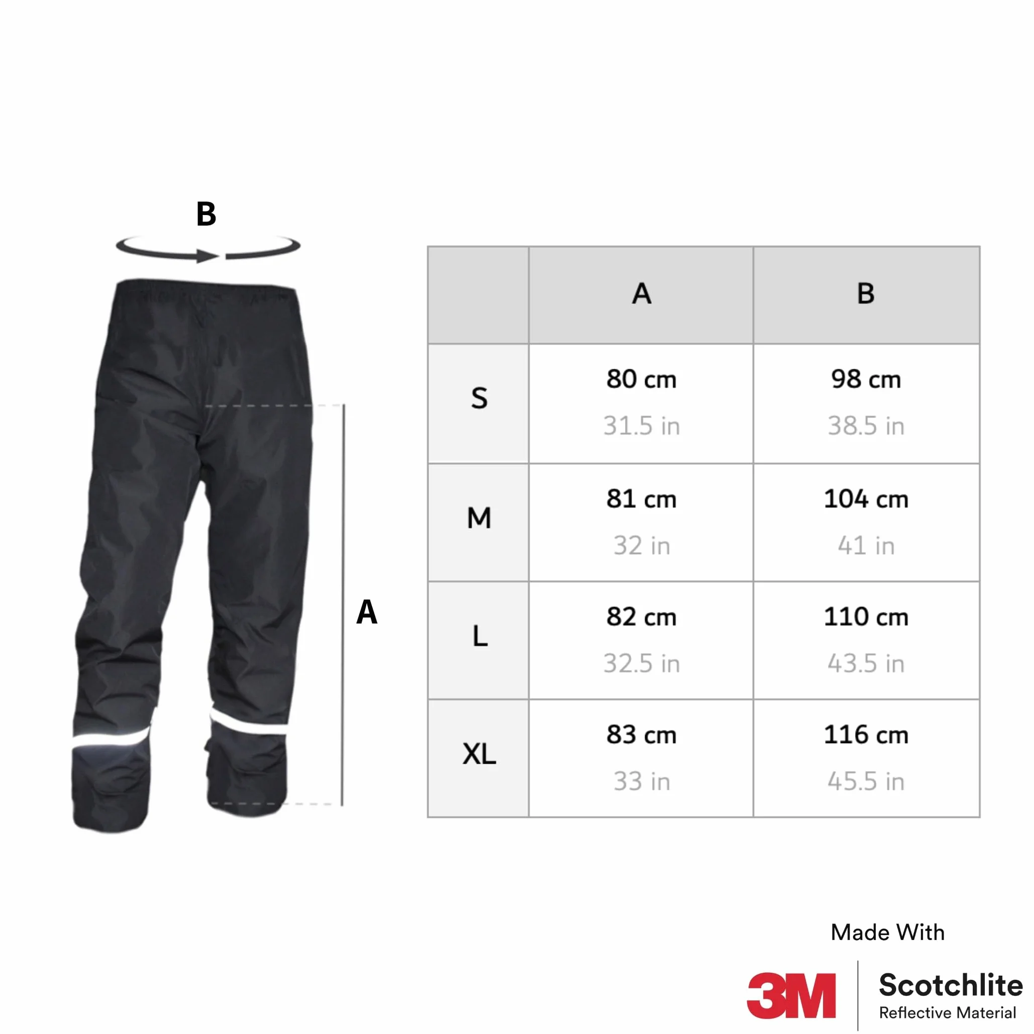 Salzmann Pantaloni da Pioggia Riflettenti | Impermeabili, Antivento e Leggeri | Realizzati con Materiale 3M Scotchlite