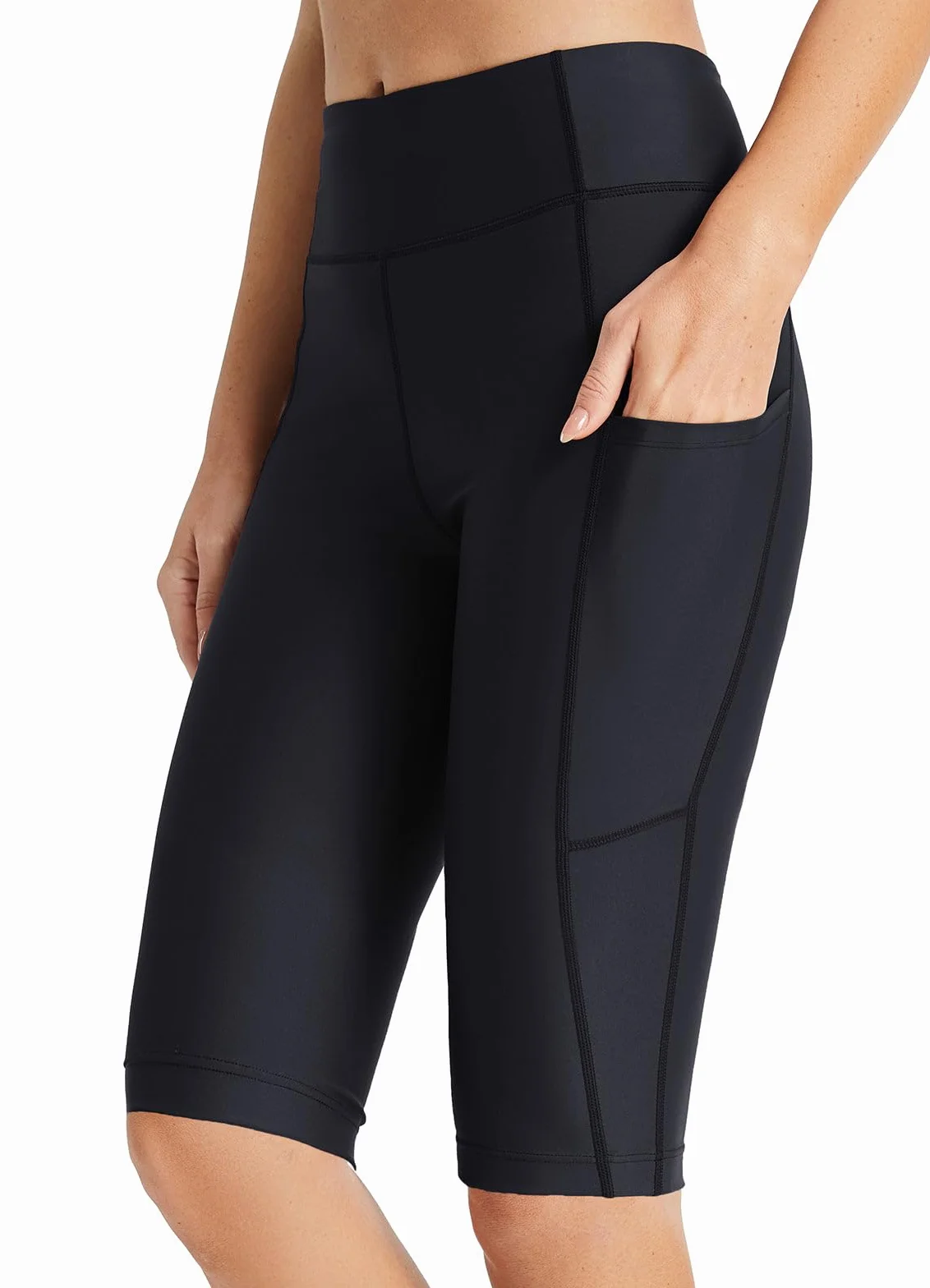 baleaf Pantaloncini da Bagno Donna UV Protezione Lunghezza al Ginocchio Costumi da Bagno Alta Vita con Tasche