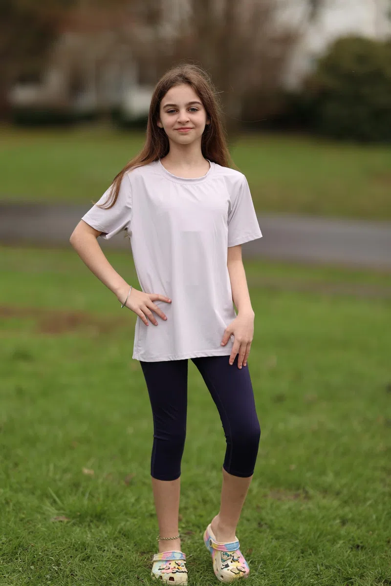 BIG ELEPHANT Confezione da 3 Leggings Capri Bambina con Tasche – Pantaloni Sportivi Yoga a Vita Alta per Bambine, Corsa, Danza, Allenamento